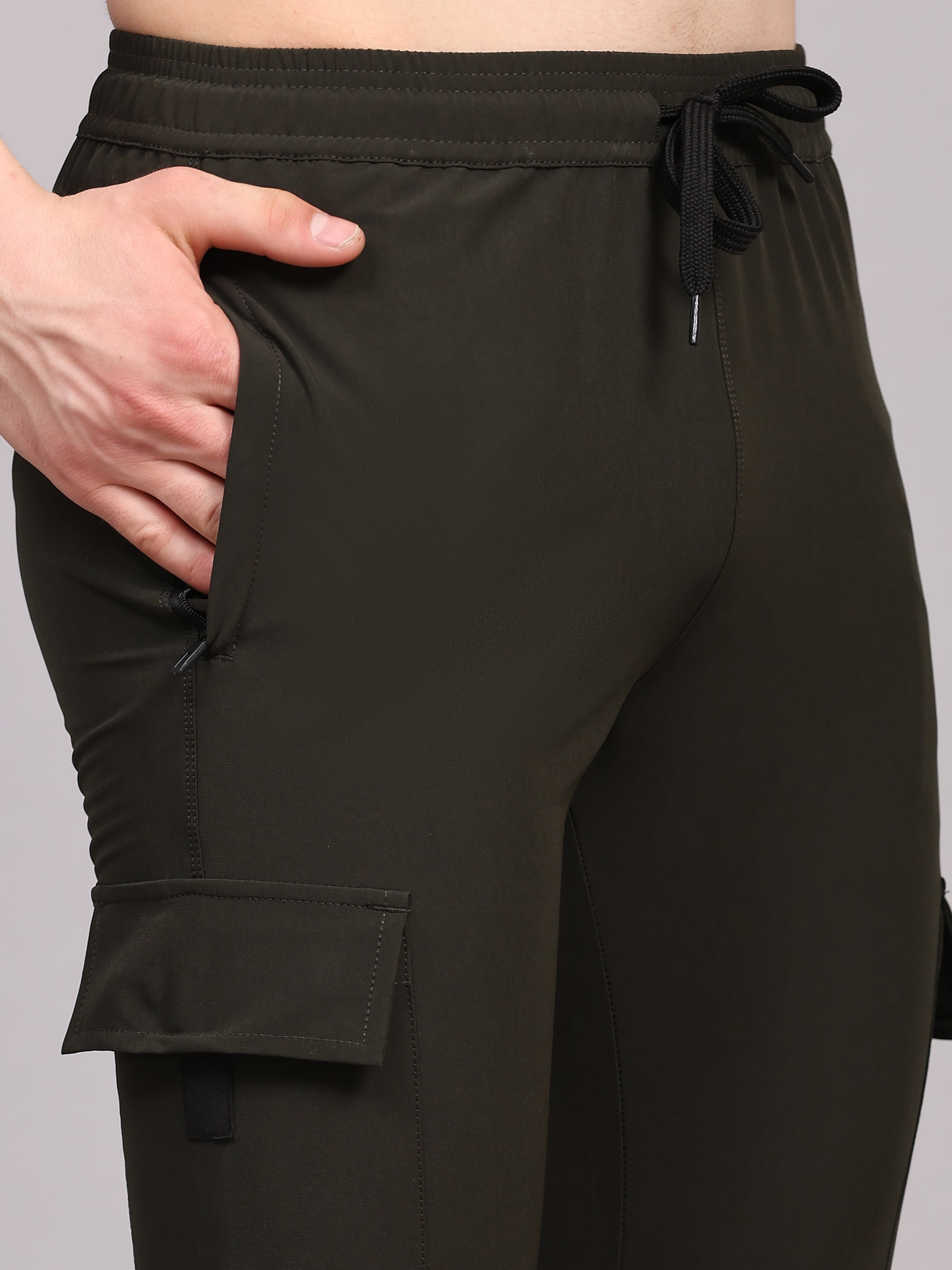 Dpassion Men Olive Cargo Joggers Utility Performance Activewear - Dpassion