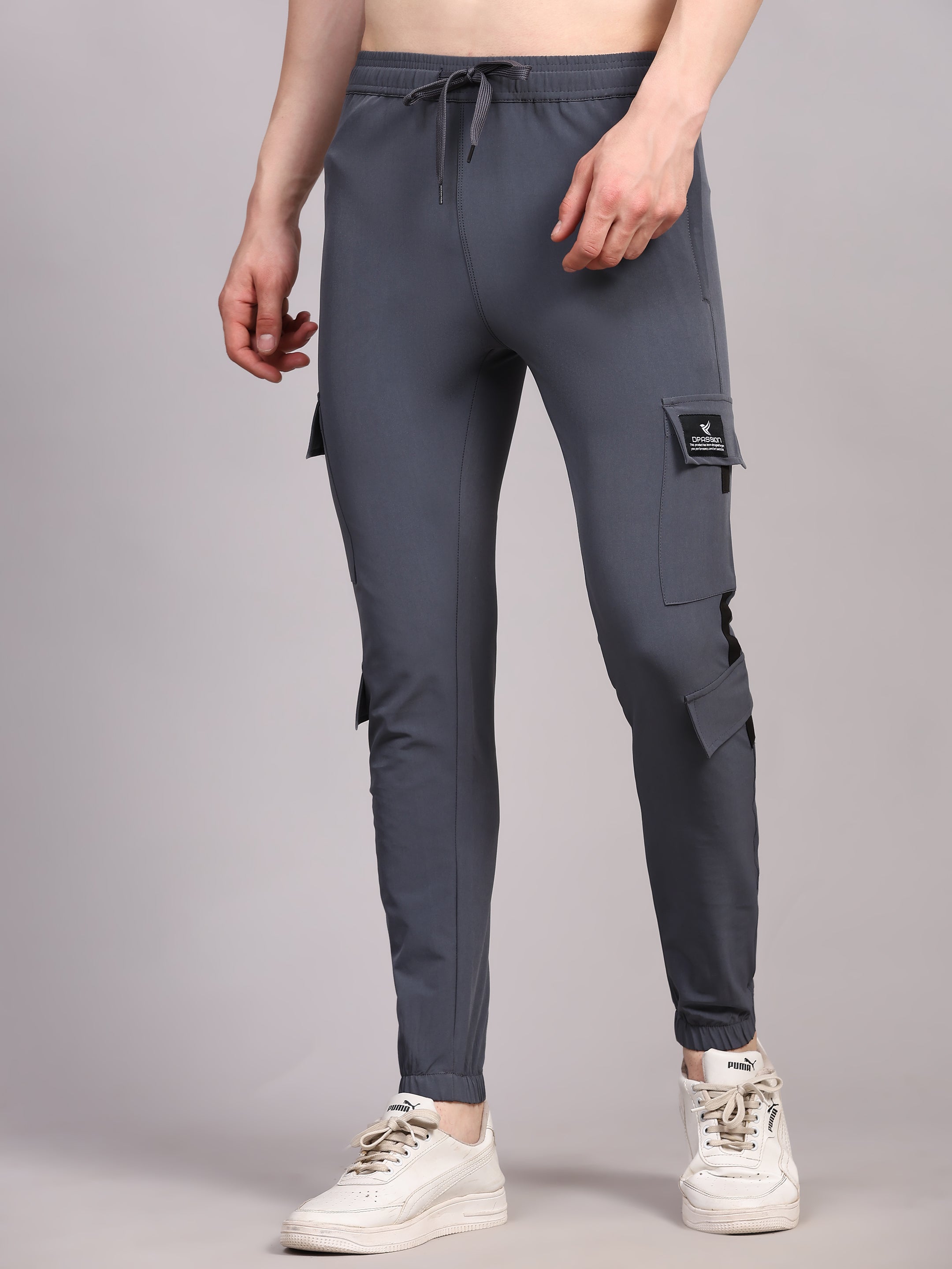 Dpassion Men Grey Cargo Joggers Utility Performance Activewear - Dpassion