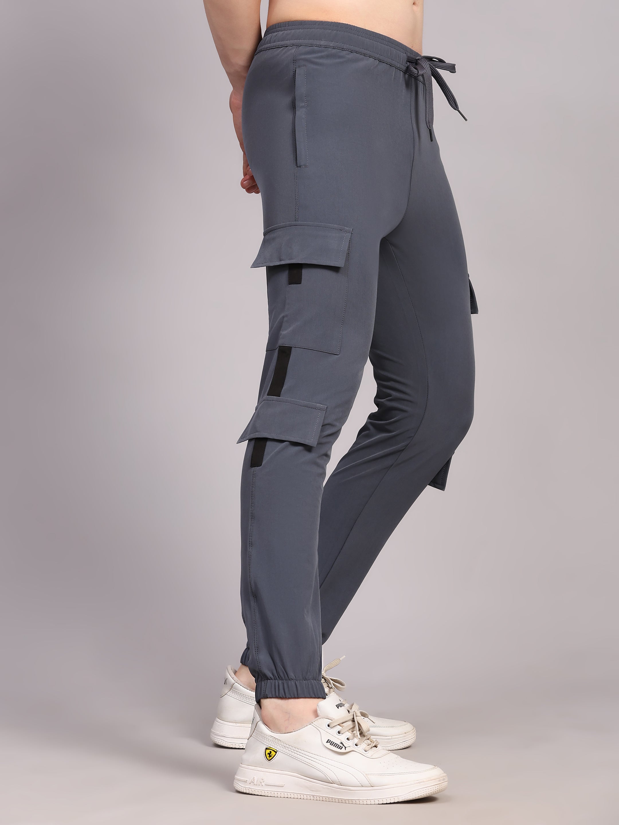 Dpassion Men Grey Cargo Joggers Utility Performance Activewear - Dpassion