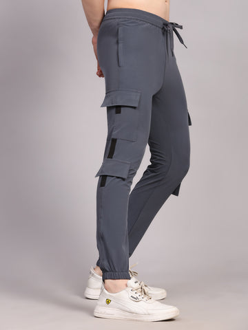 Dpassion Men Grey Cargo Joggers Utility Performance Activewear - Dpassion