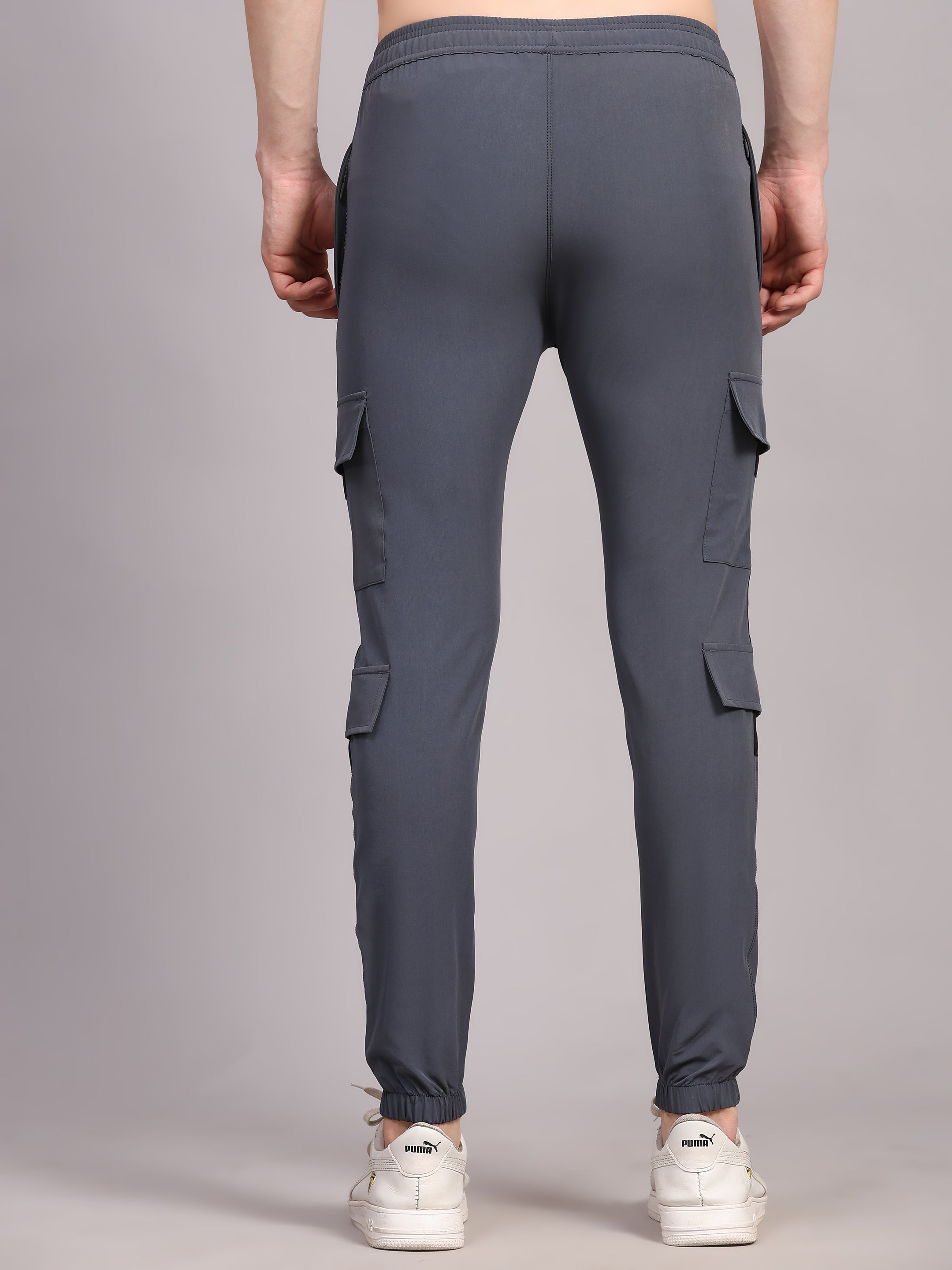 Dpassion Men Grey Cargo Joggers Utility Performance Activewear - Dpassion