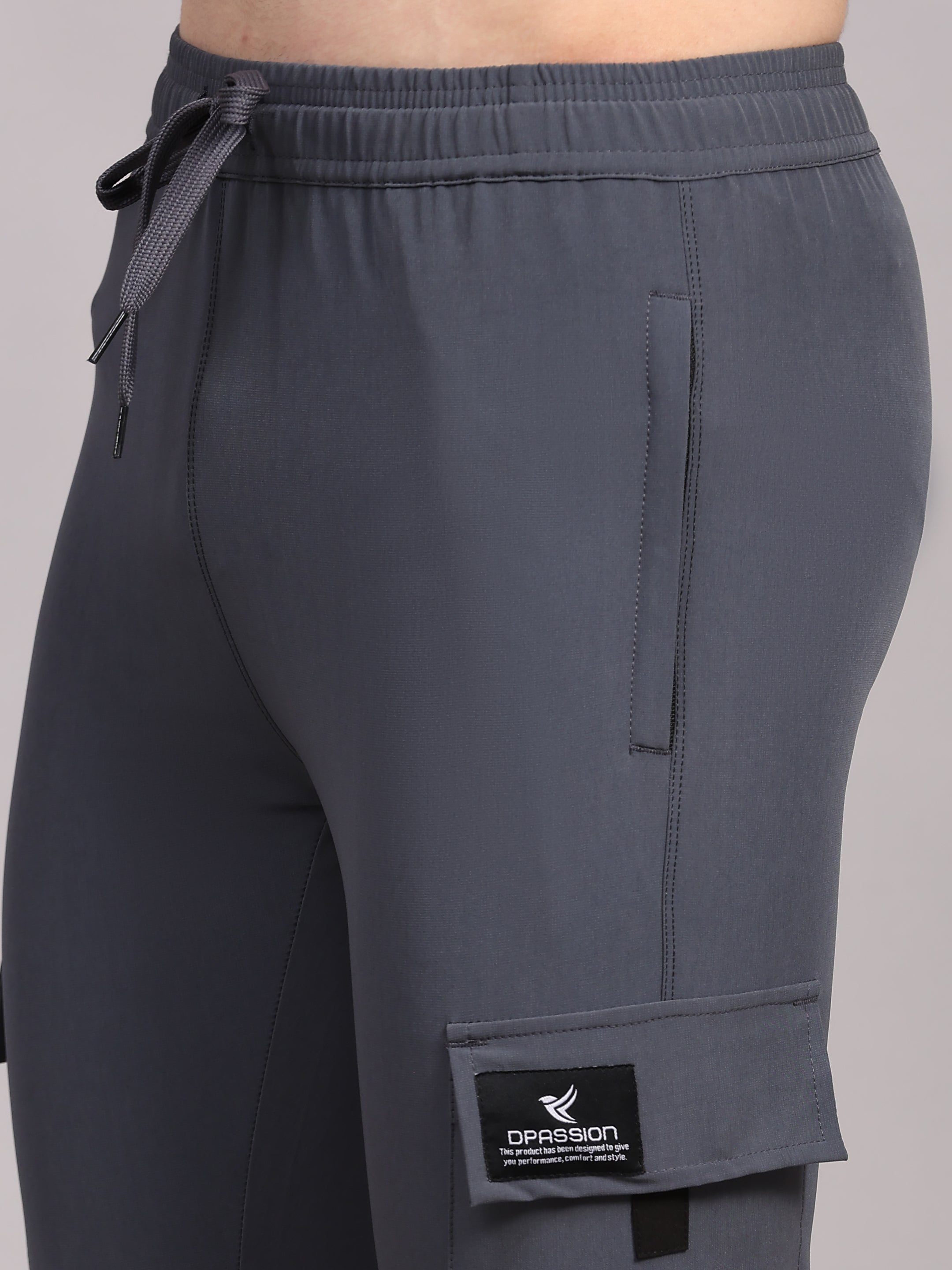 Dpassion Men Grey Cargo Joggers Utility Performance Activewear - Dpassion