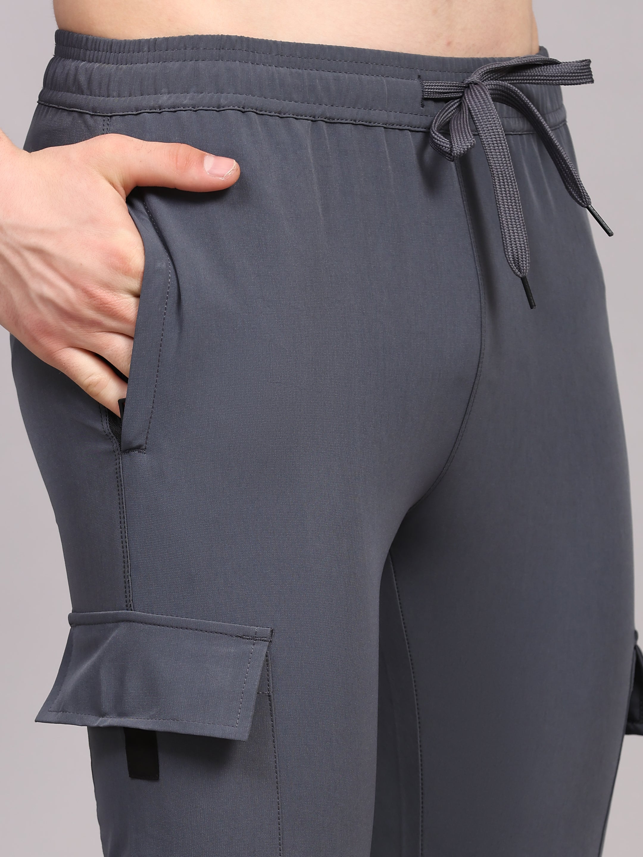 Dpassion Men Grey Cargo Joggers Utility Performance Activewear - Dpassion
