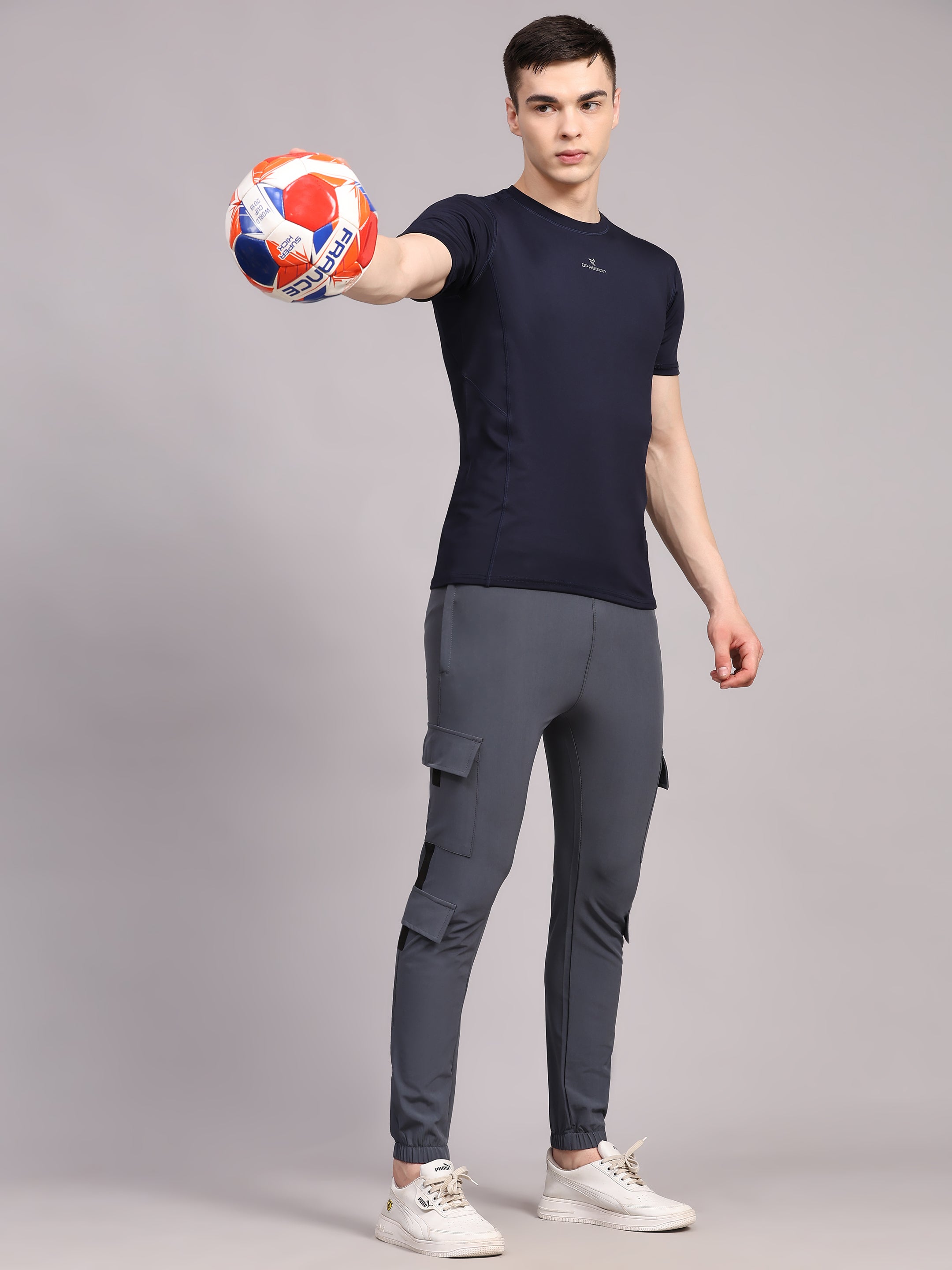 Dpassion Men Grey Cargo Joggers Utility Performance Activewear - Dpassion