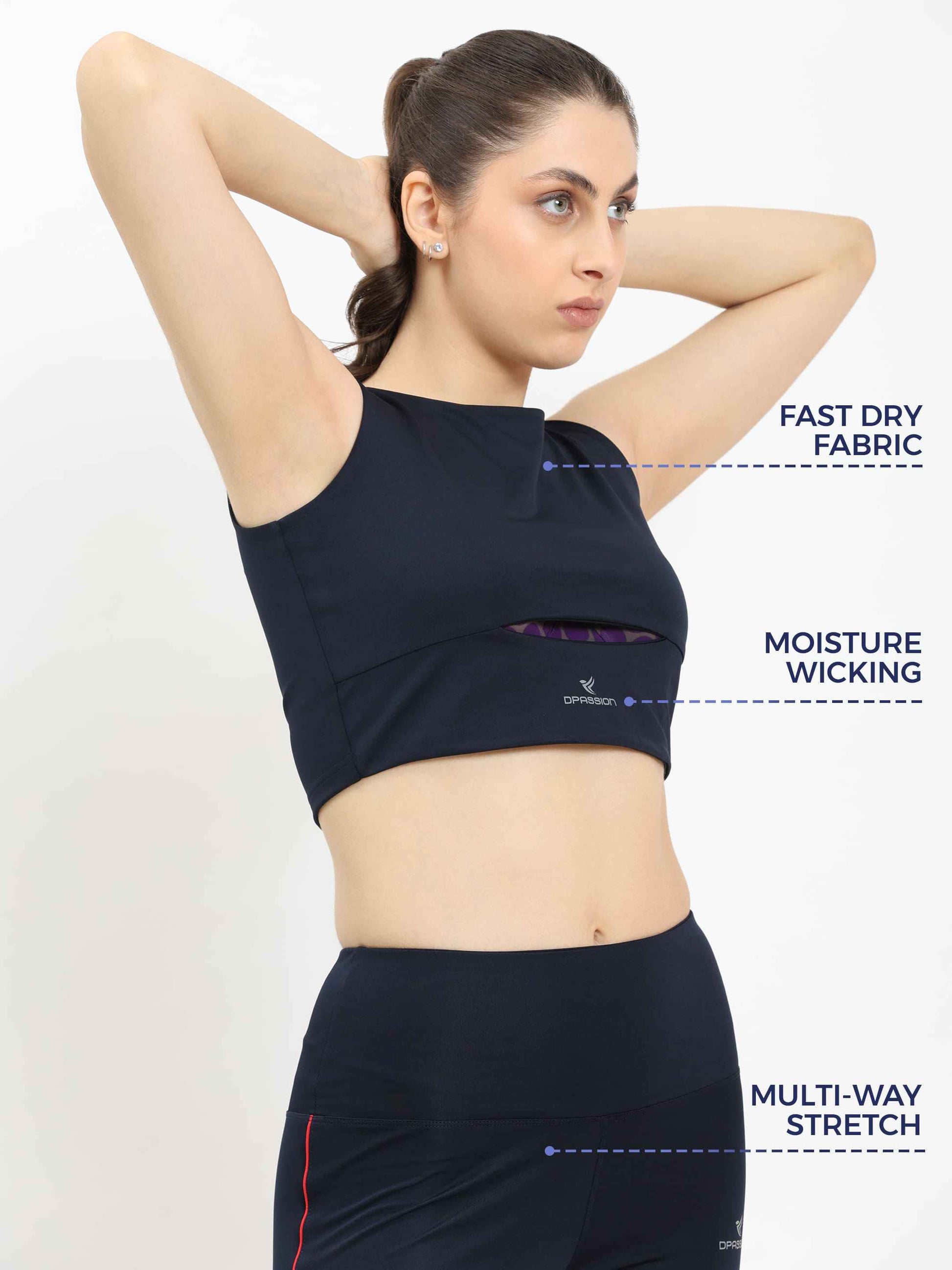 Dpassion Elite Cut-Out Crop Top Women Performance Activewear