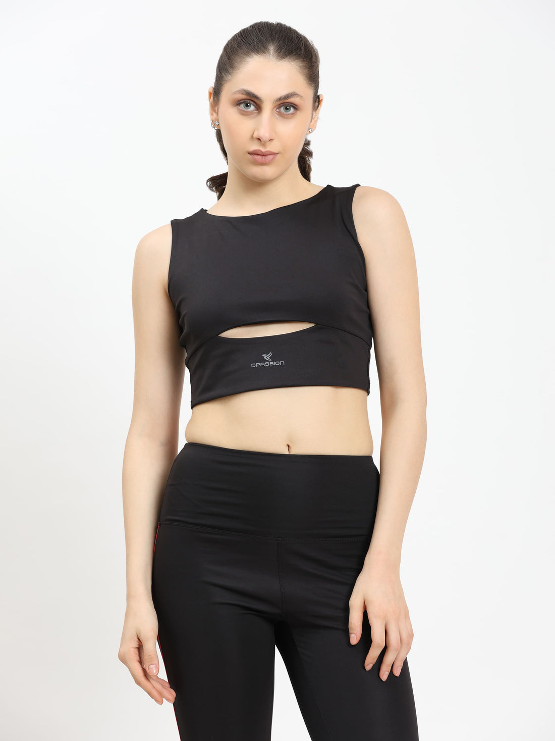 Dpassion Cut-Out Performance Crop Top for Women Gym Activewear - Dpassion