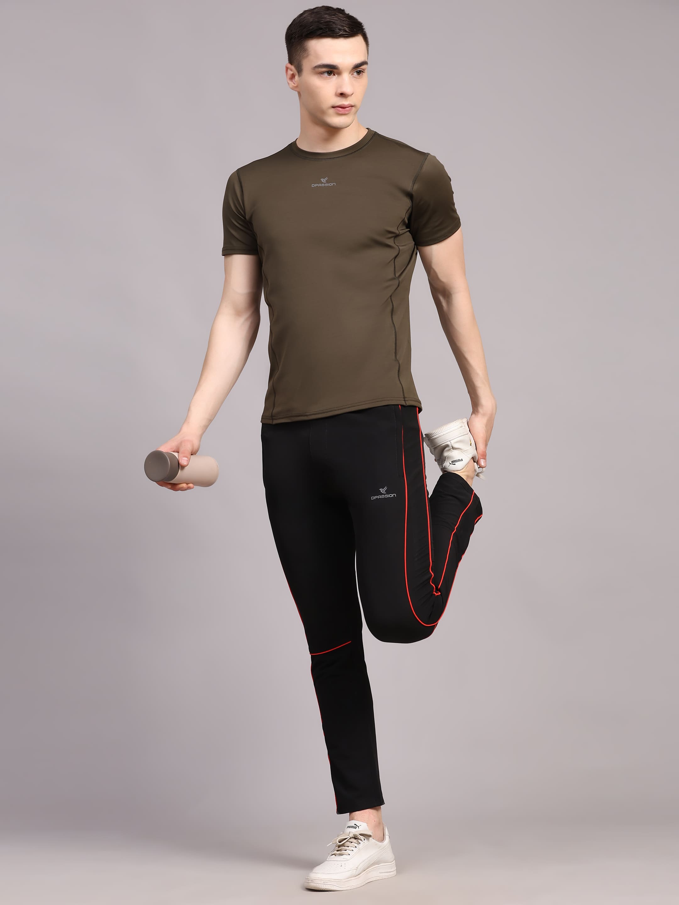 Dpassion Men Slim Fit Training Track Pants Contrast Stripe Activewear - Dpassion