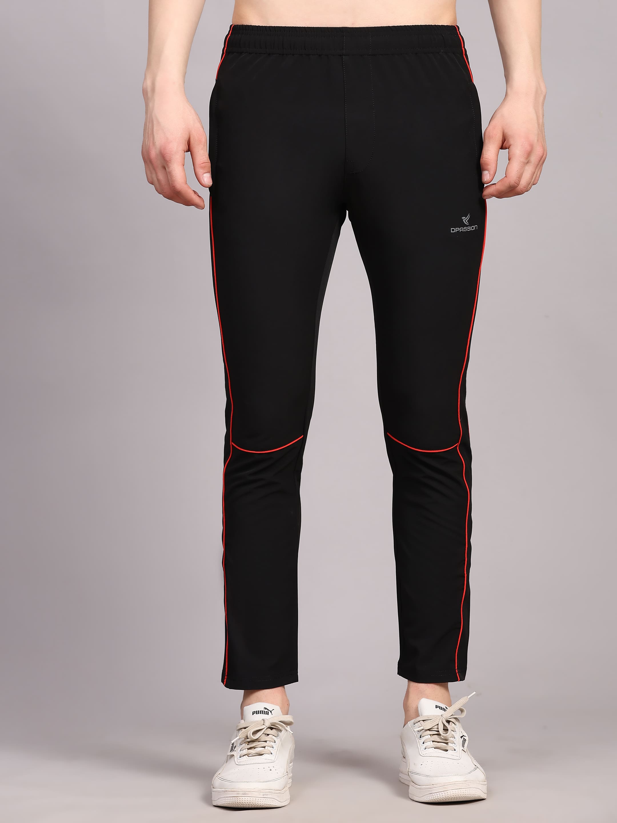Dpassion Men Slim Fit Training Track Pants Contrast Stripe Activewear - Dpassion
