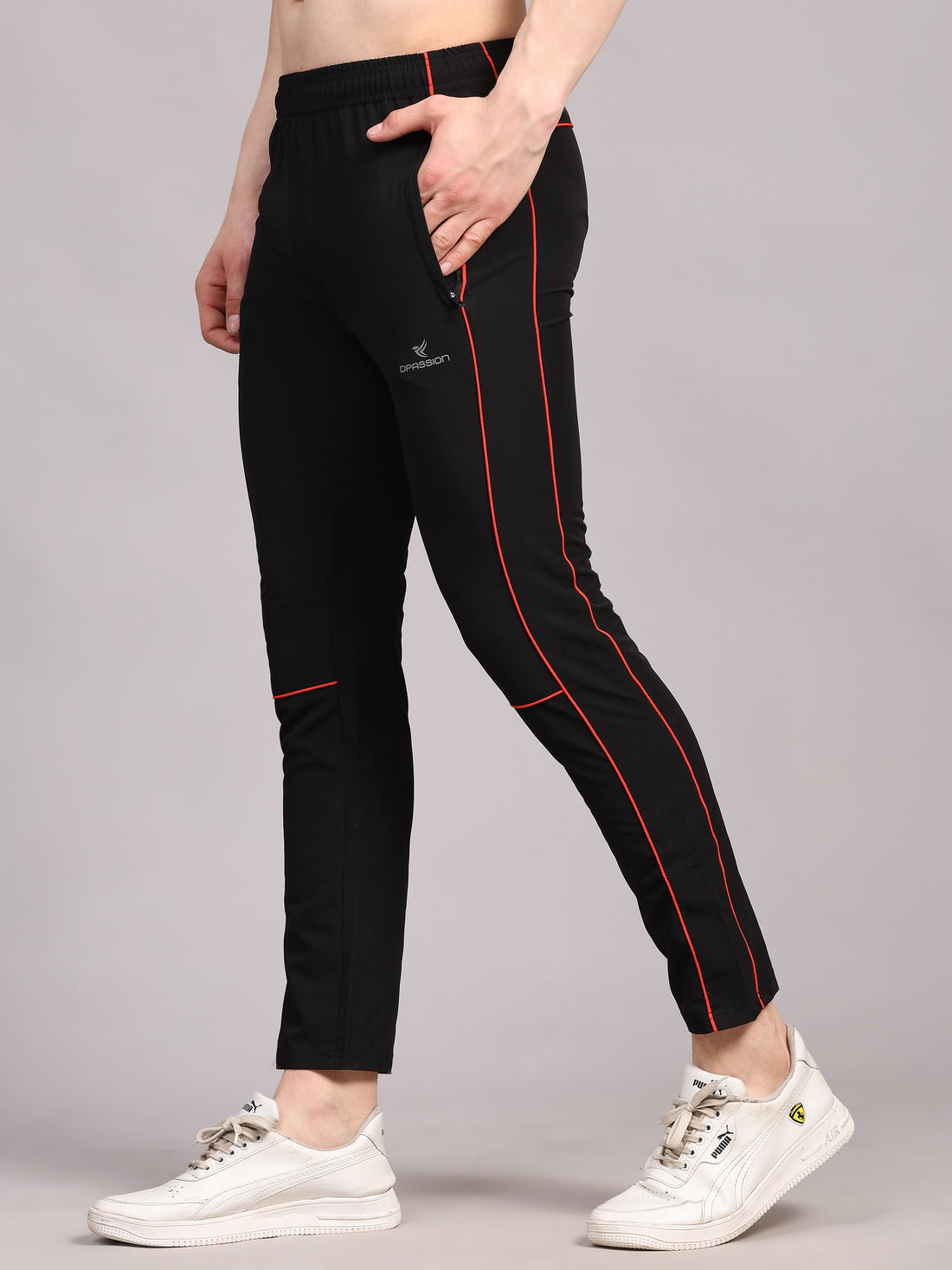 Dpassion Men Slim Fit Training Track Pants Contrast Stripe Activewear - Dpassion