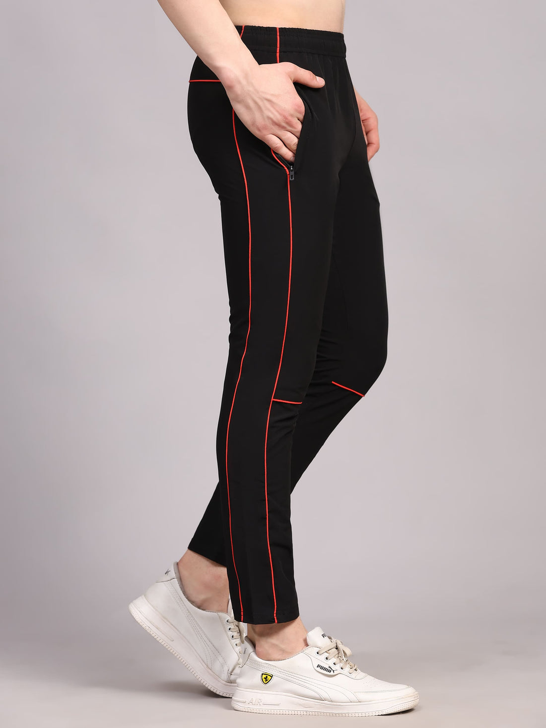 Dpassion Men Slim Fit Training Track Pants Contrast Stripe Activewear - Dpassion
