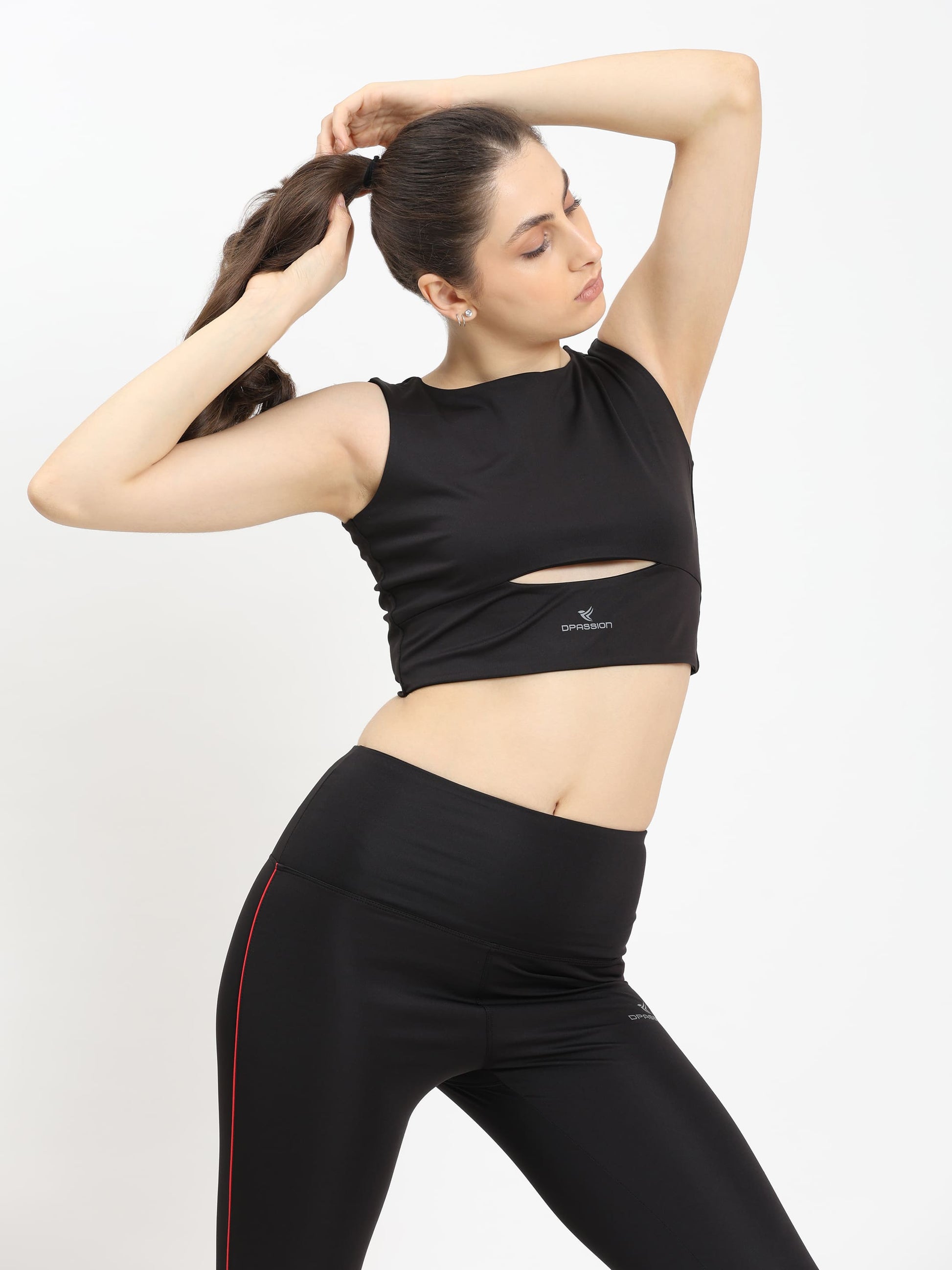 Dpassion Cut-Out Performance Crop Top for Women Gym Activewear - Dpassion