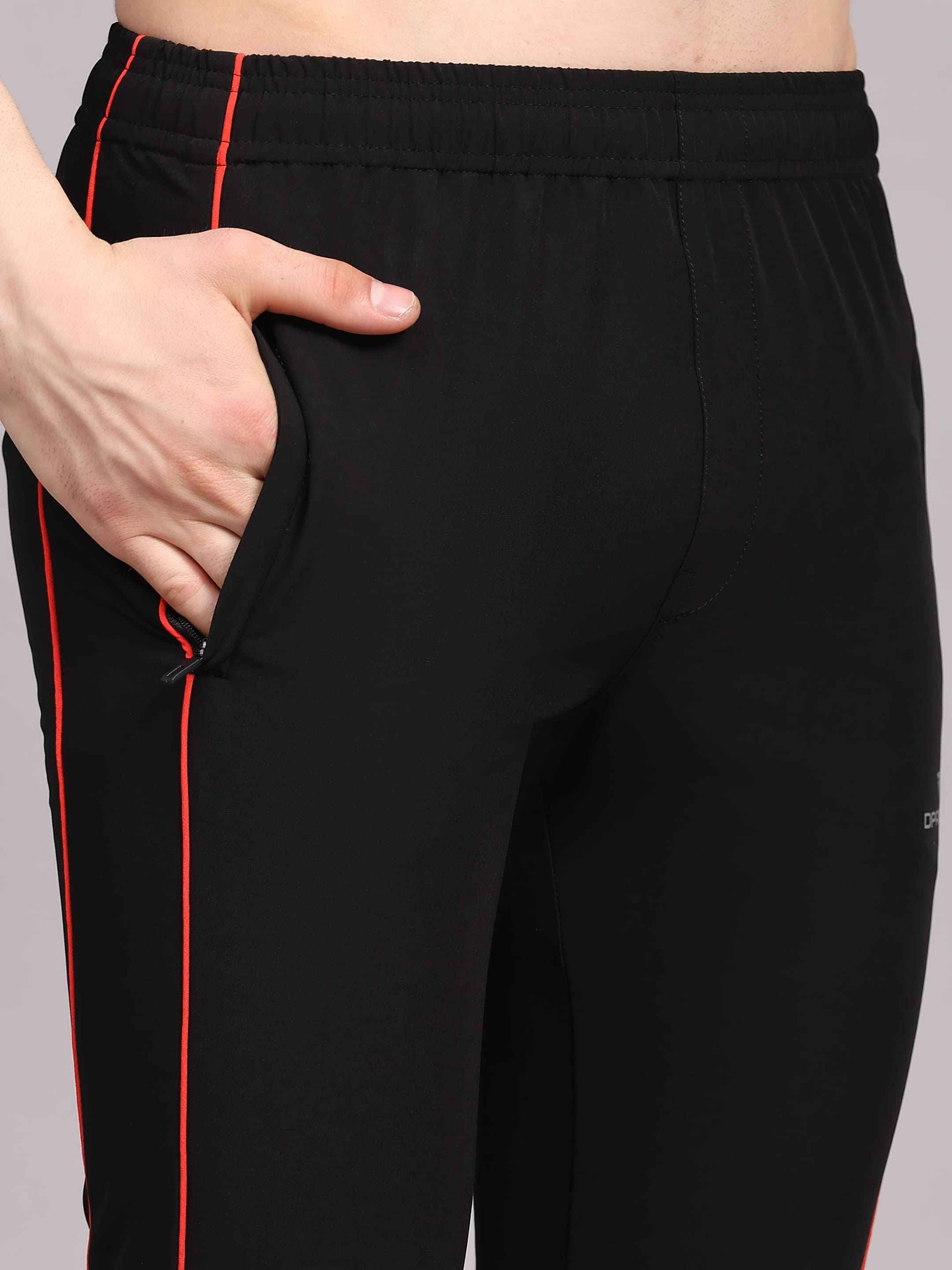 Dpassion Men Slim Fit Training Track Pants Contrast Stripe Activewear
