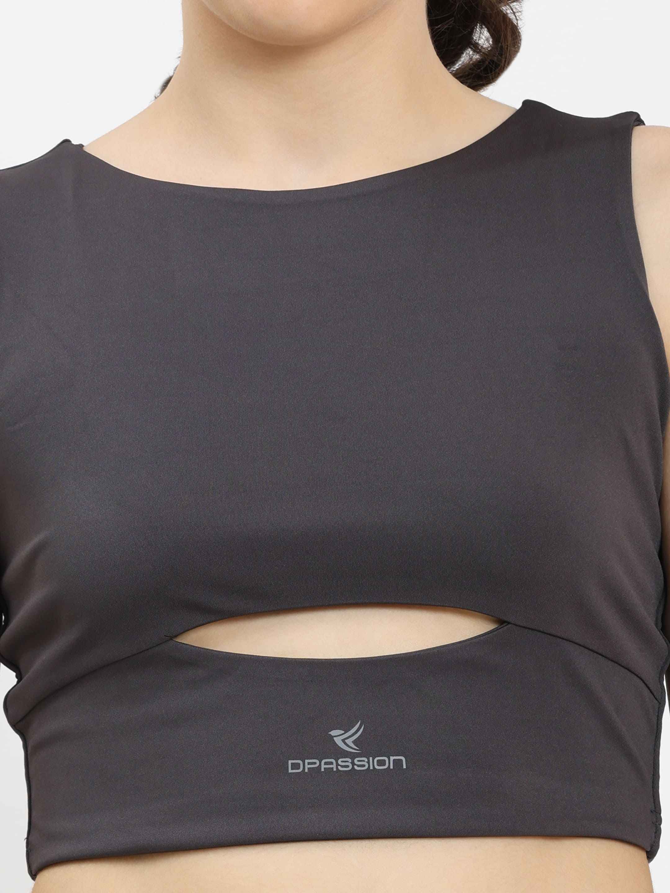 Dpassion Sculpt Cut-Out Crop Top Women Gym Activewear