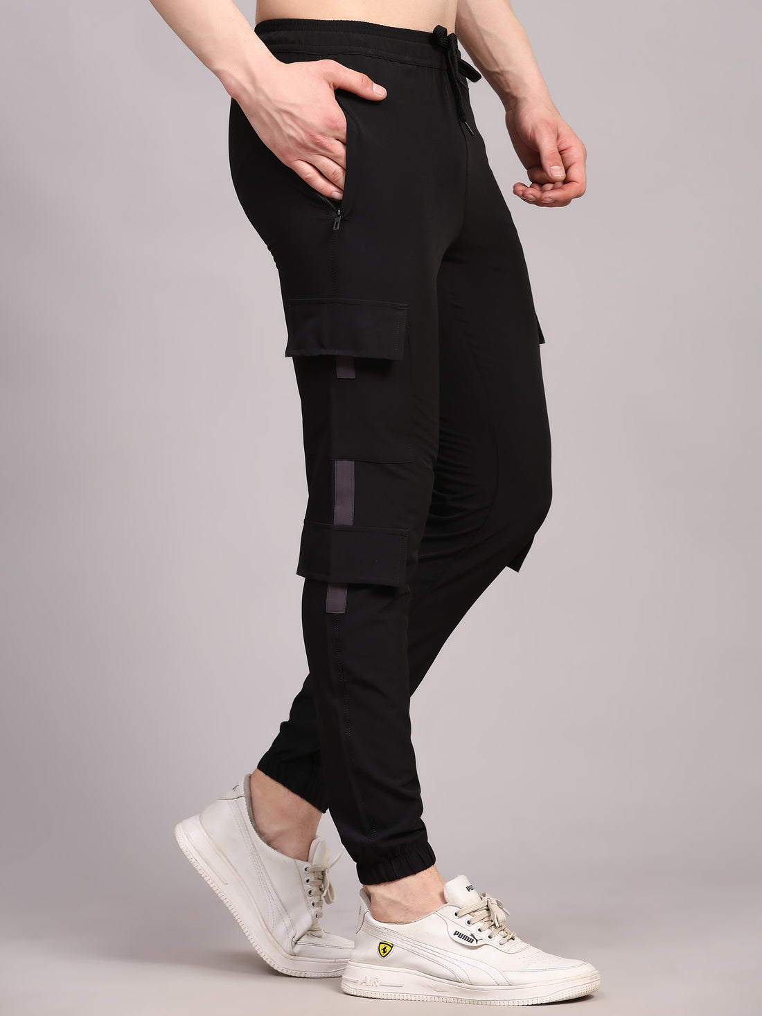 Dpassion Men Utility Cargo Joggers Black Performance Activewear - Dpassion