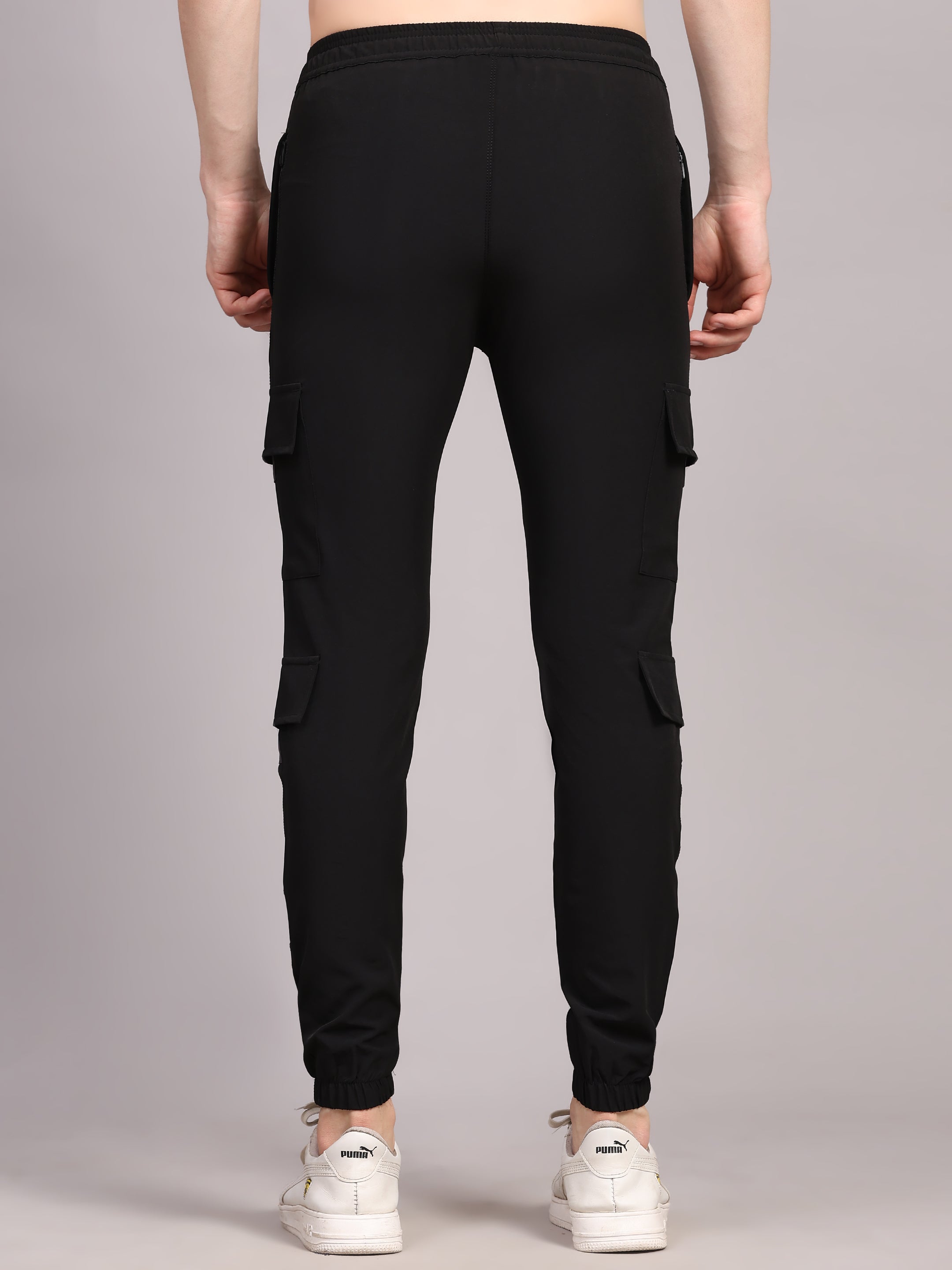 Dpassion Men Utility Cargo Joggers Black Performance Activewear - Dpassion