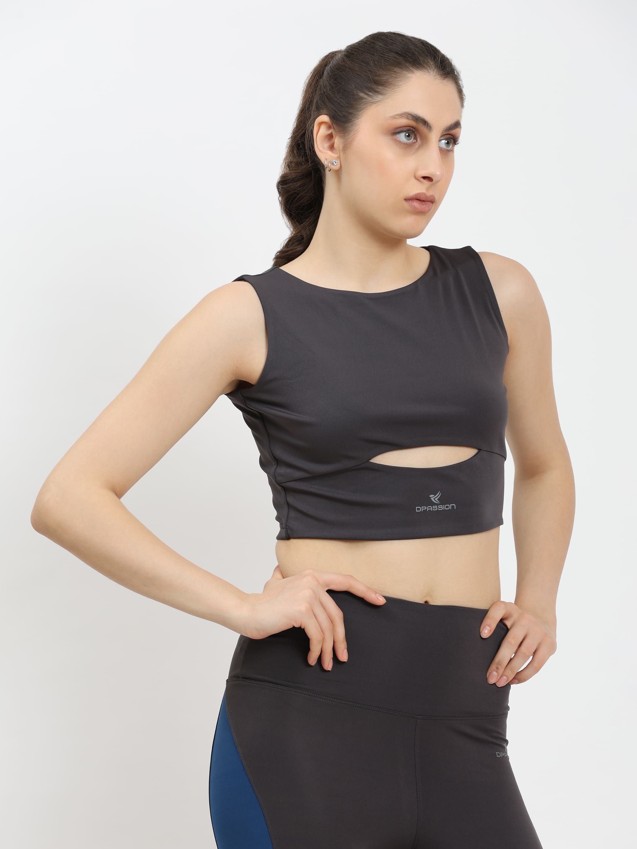 Dpassion Sculpt Cut-Out Crop Top Women Gym Activewear - Dpassion