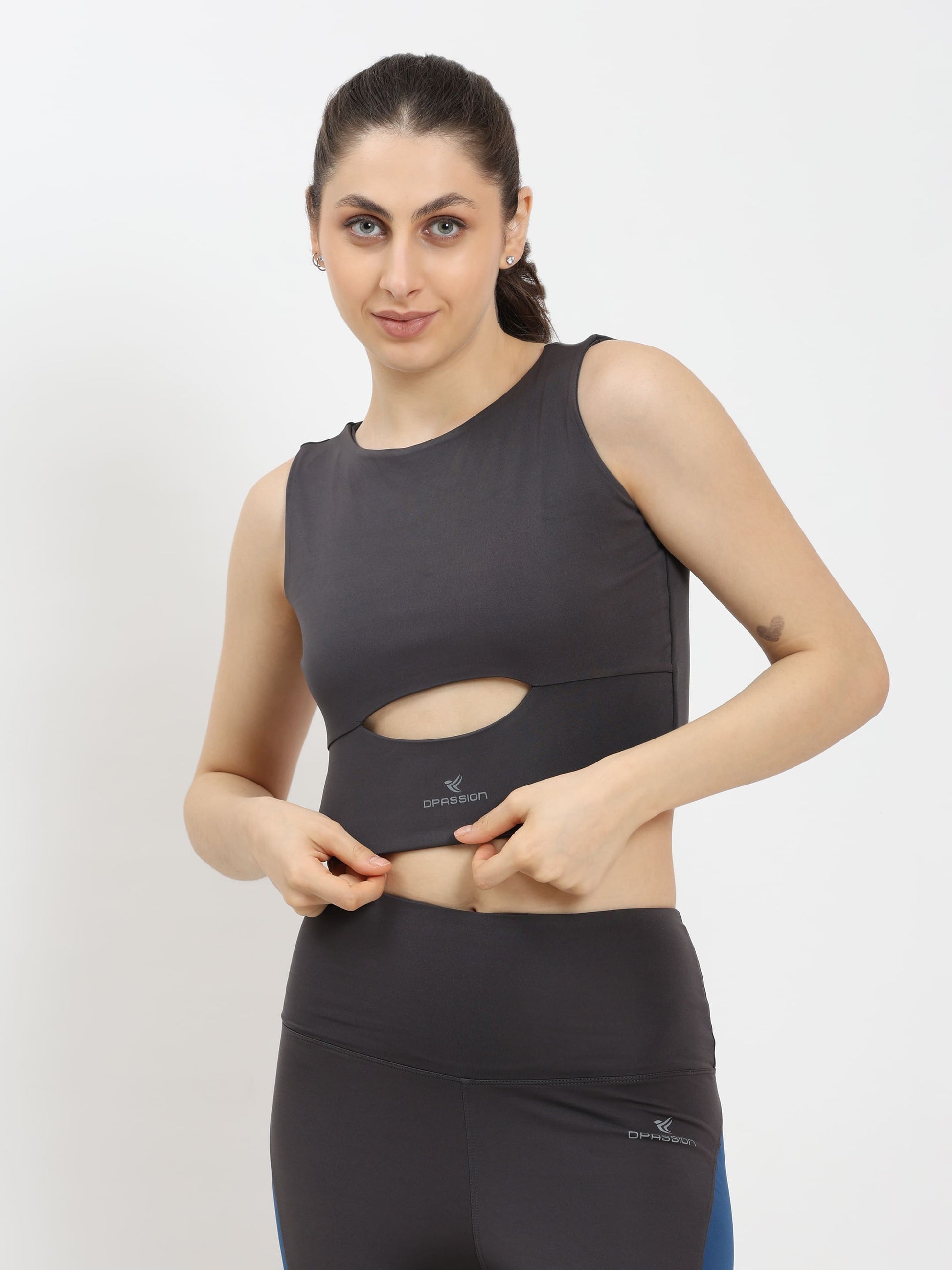 Dpassion Sculpt Cut-Out Crop Top Women Gym Activewear - Dpassion