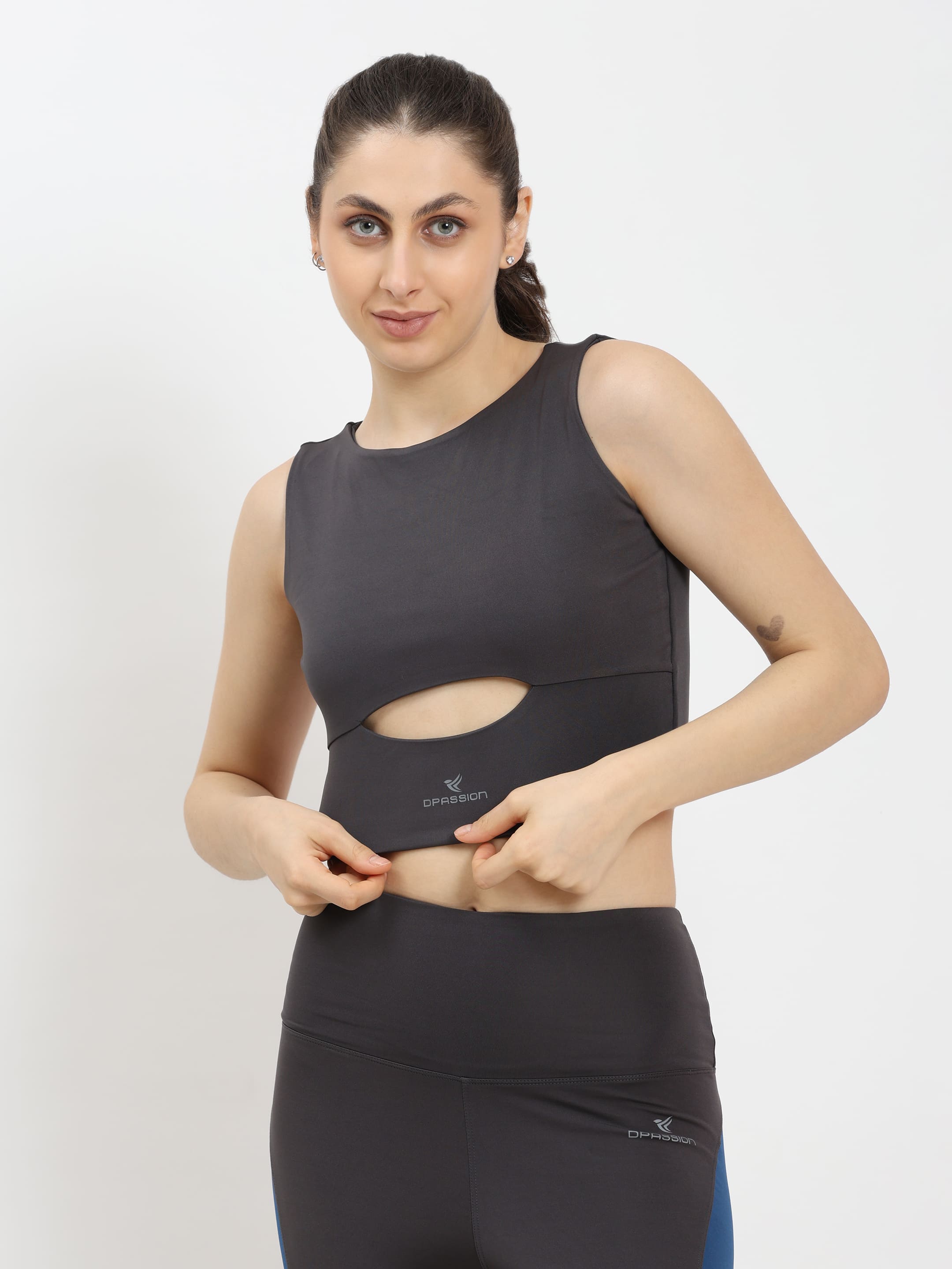 Dpassion Sculpt Cut-Out Crop Top Women Gym Activewear - Dpassion