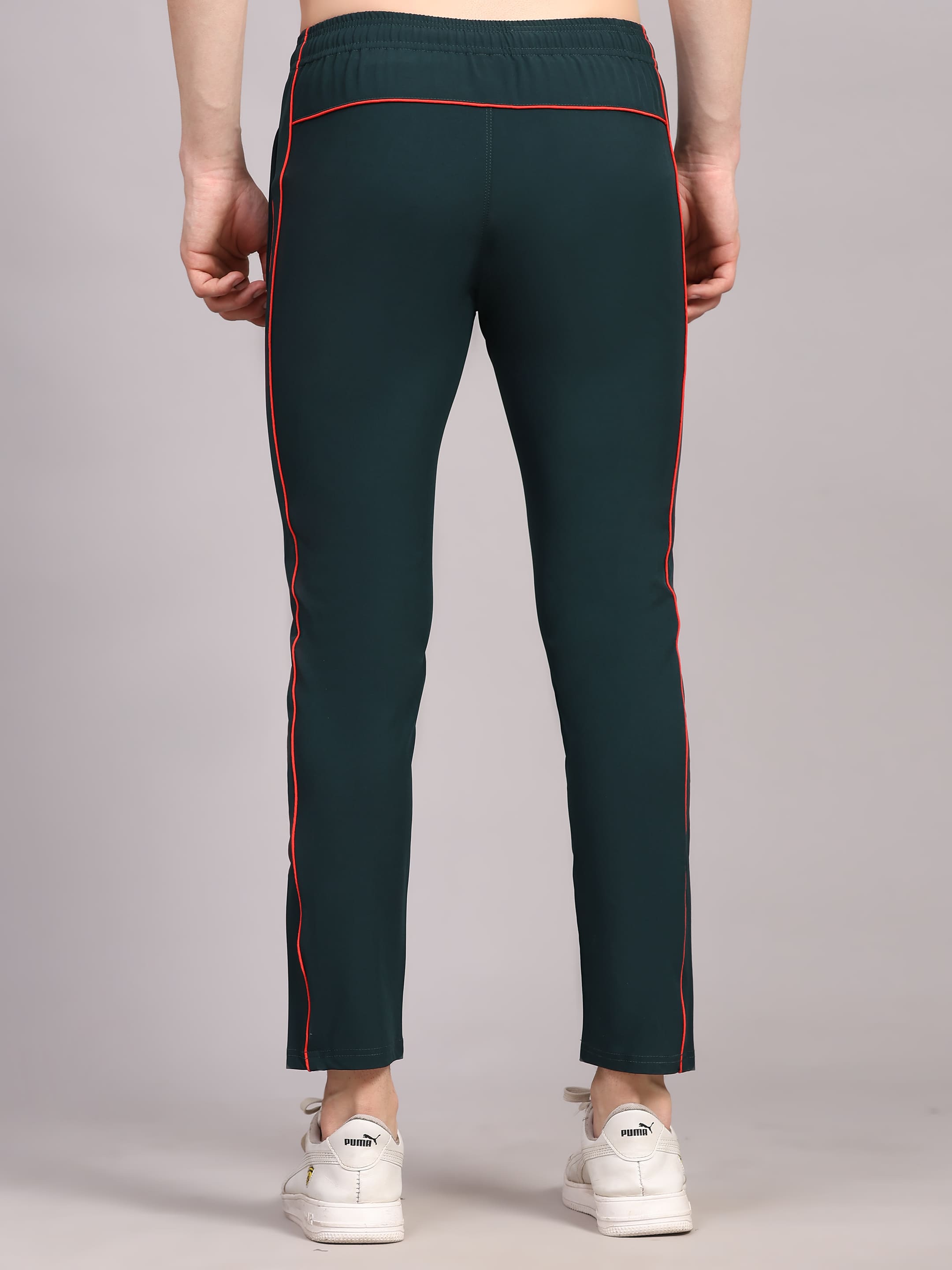 Dpassion Men Slim Fit Training Track Pants Contrast Stripe Activewear Green - Dpassion