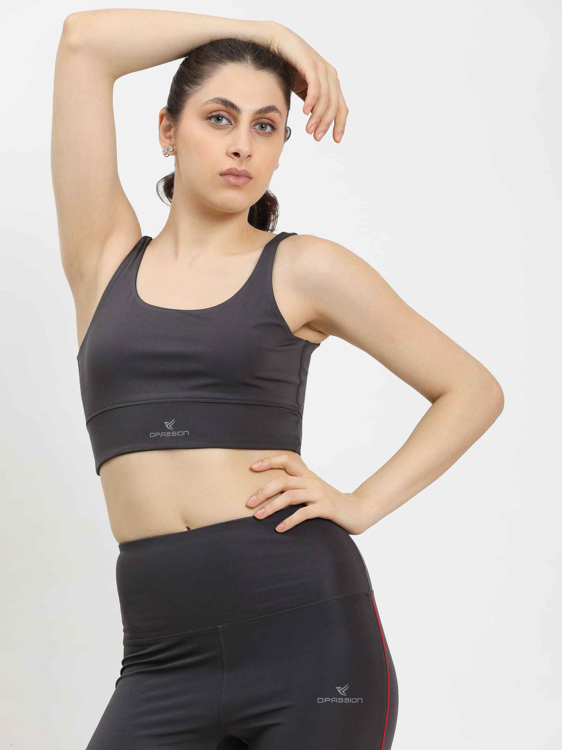 Dpassion Women Charcoal Medium Support Sports Bra Activewear