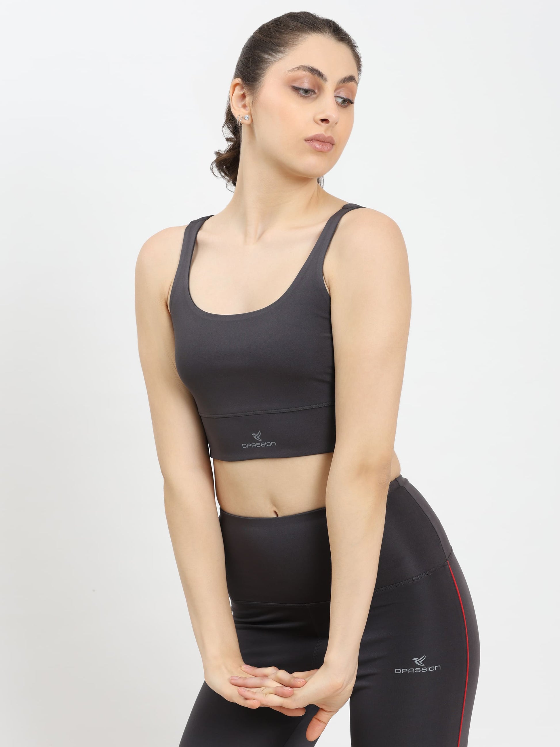 Dpassion Women Charcoal Medium Support Sports Bra Activewear - Dpassion