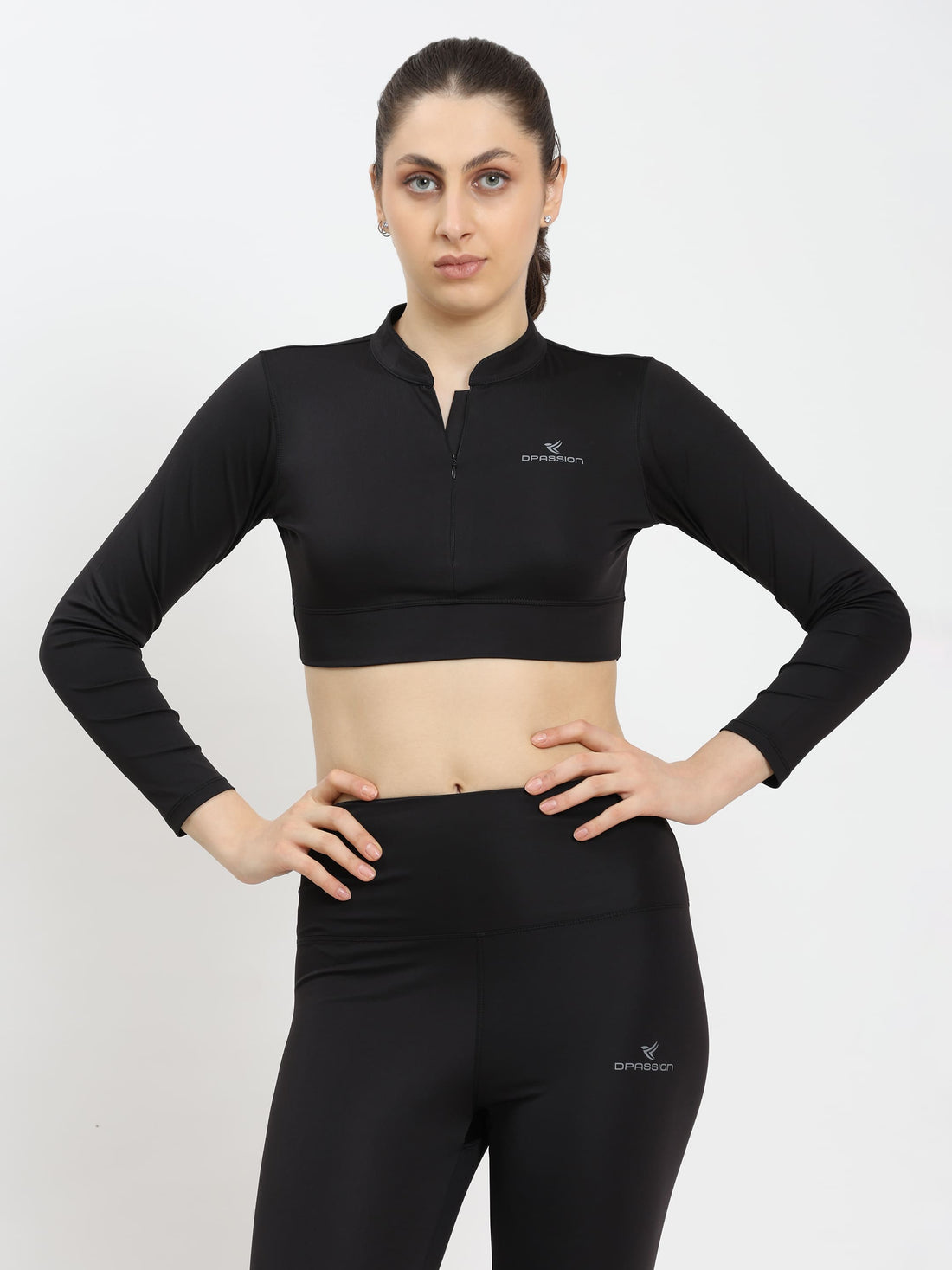 Dpassion CoreFlex Long Sleeve Crop Training Top Black - Dpassion