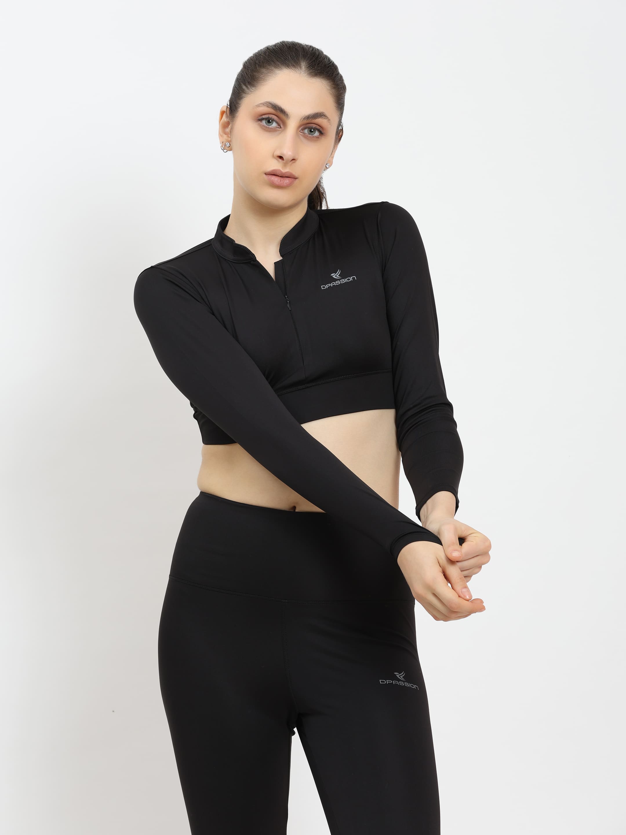 Dpassion CoreFlex Long Sleeve Crop Training Top Black - Dpassion