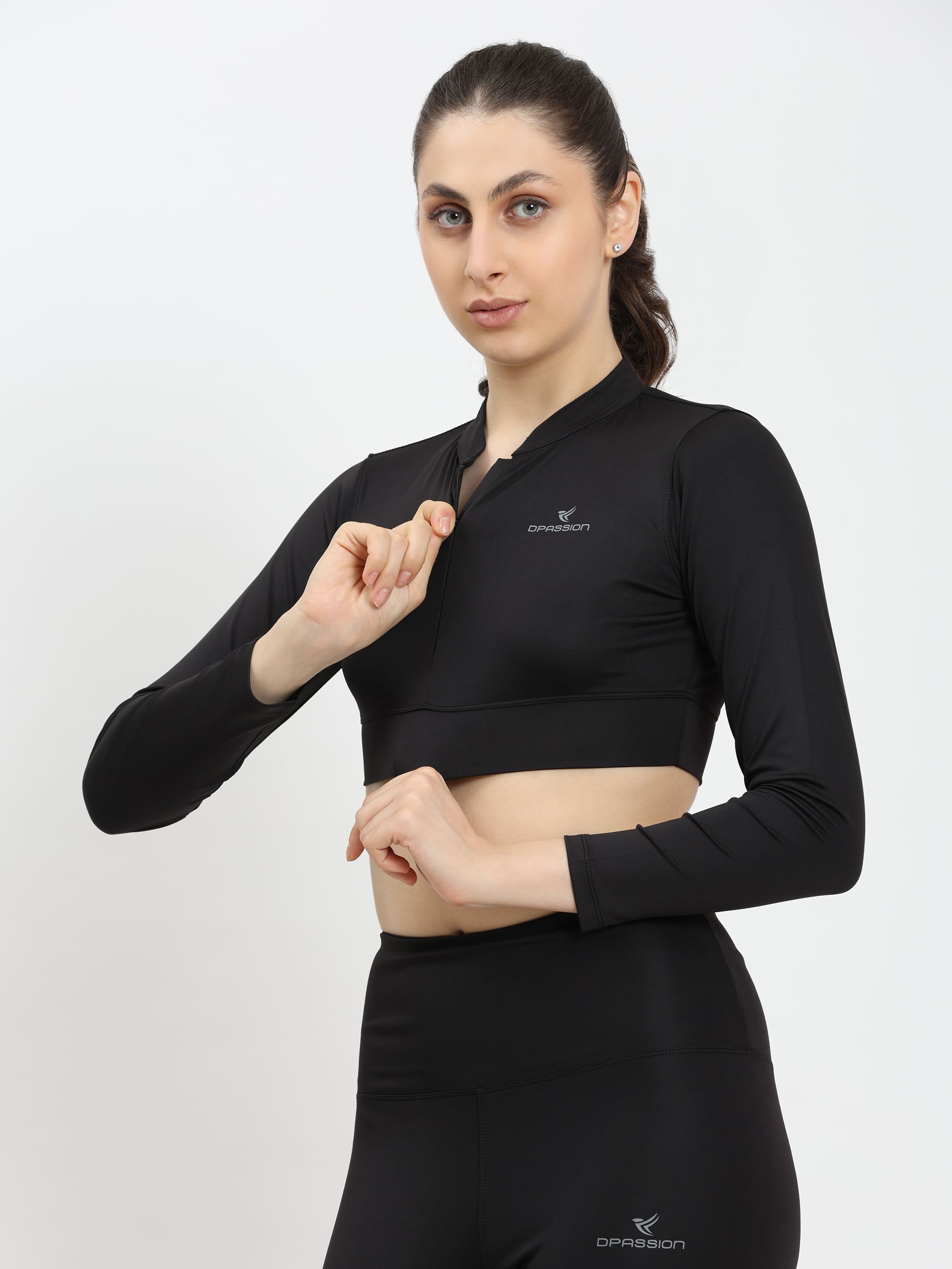 Dpassion CoreFlex Long Sleeve Crop Training Top Black - Dpassion