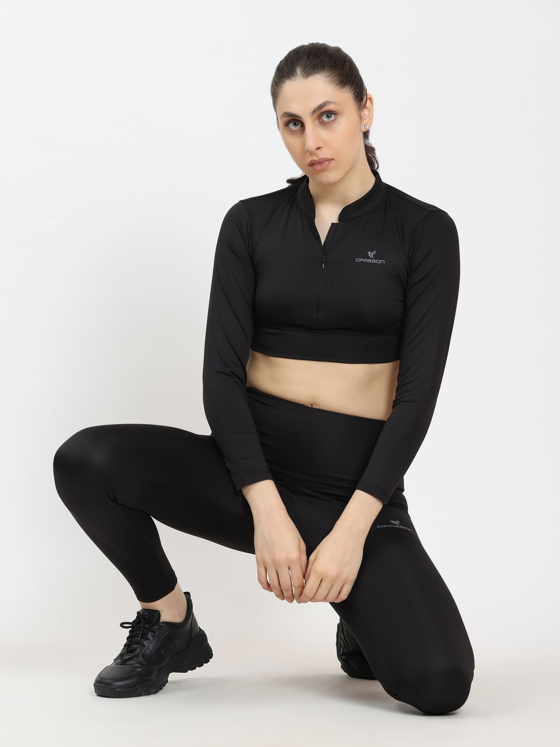 Dpassion CoreFlex Long Sleeve Crop Training Top Black - Dpassion