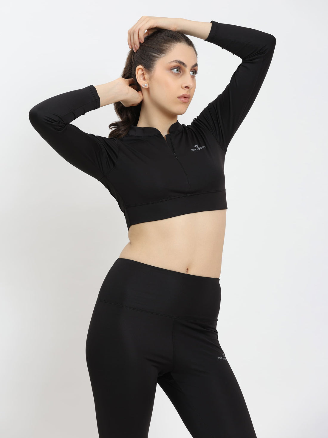 Dpassion CoreFlex Long Sleeve Crop Training Top Black - Dpassion