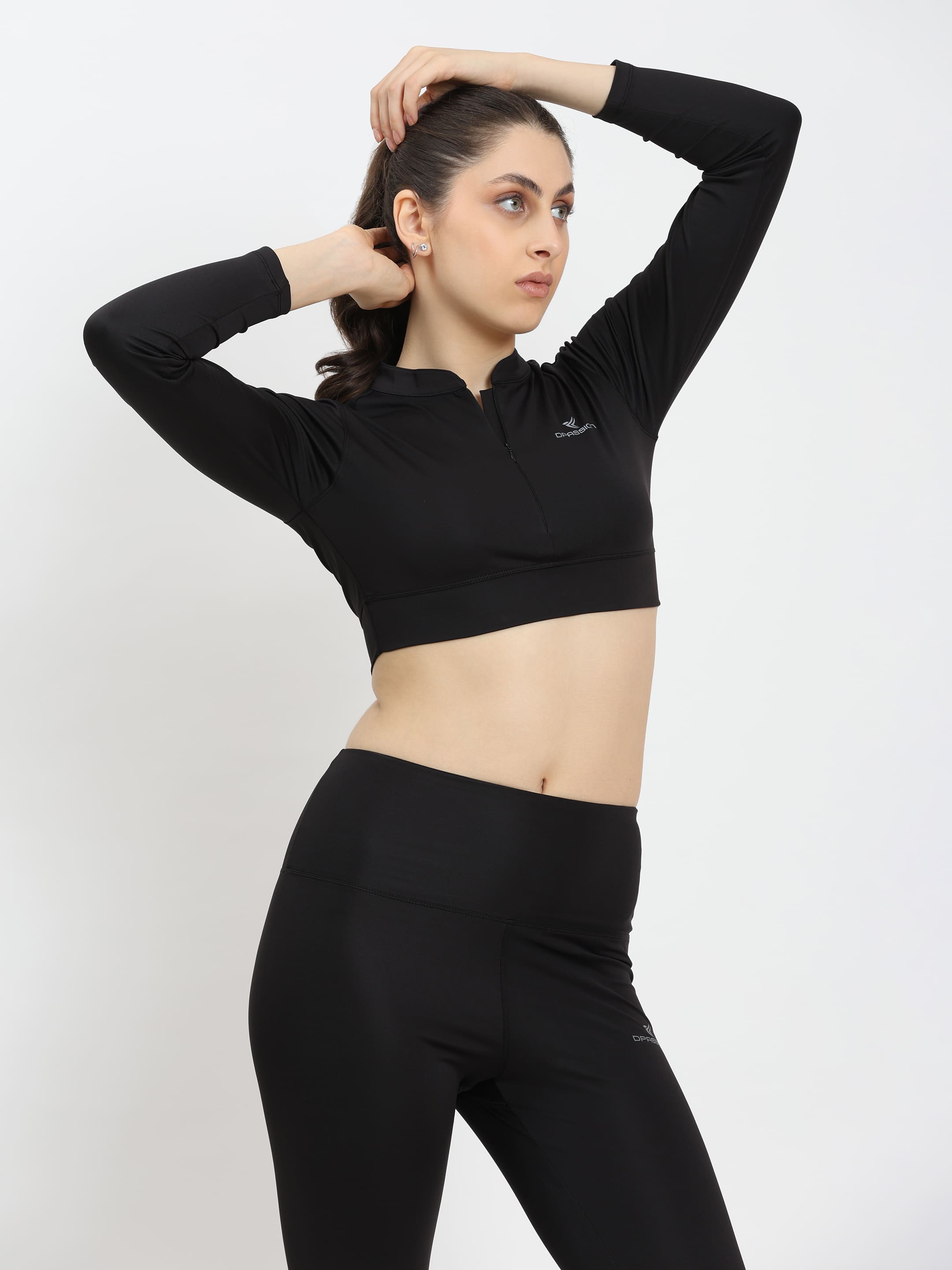 Dpassion CoreFlex Long Sleeve Crop Training Top Black - Dpassion