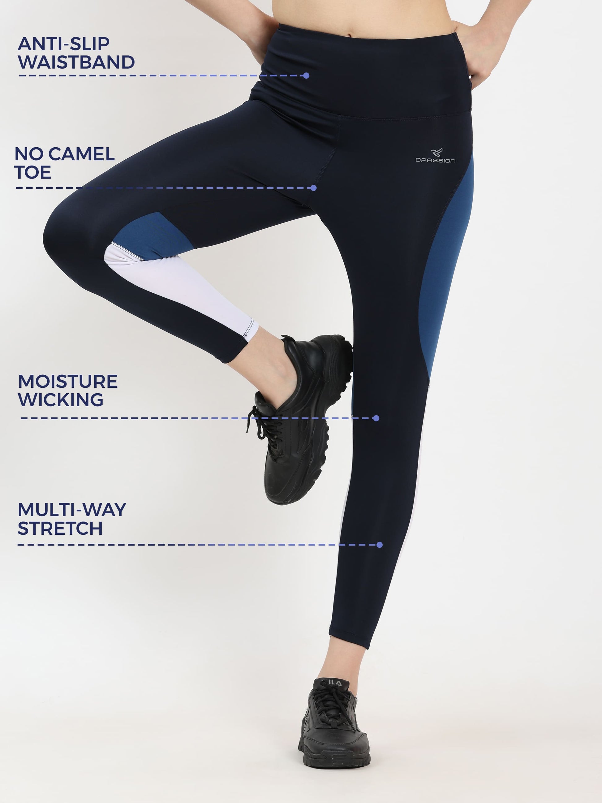 Dpassion SculptFit Colorblock Leggings – High Waist Performance Wear - Dpassion