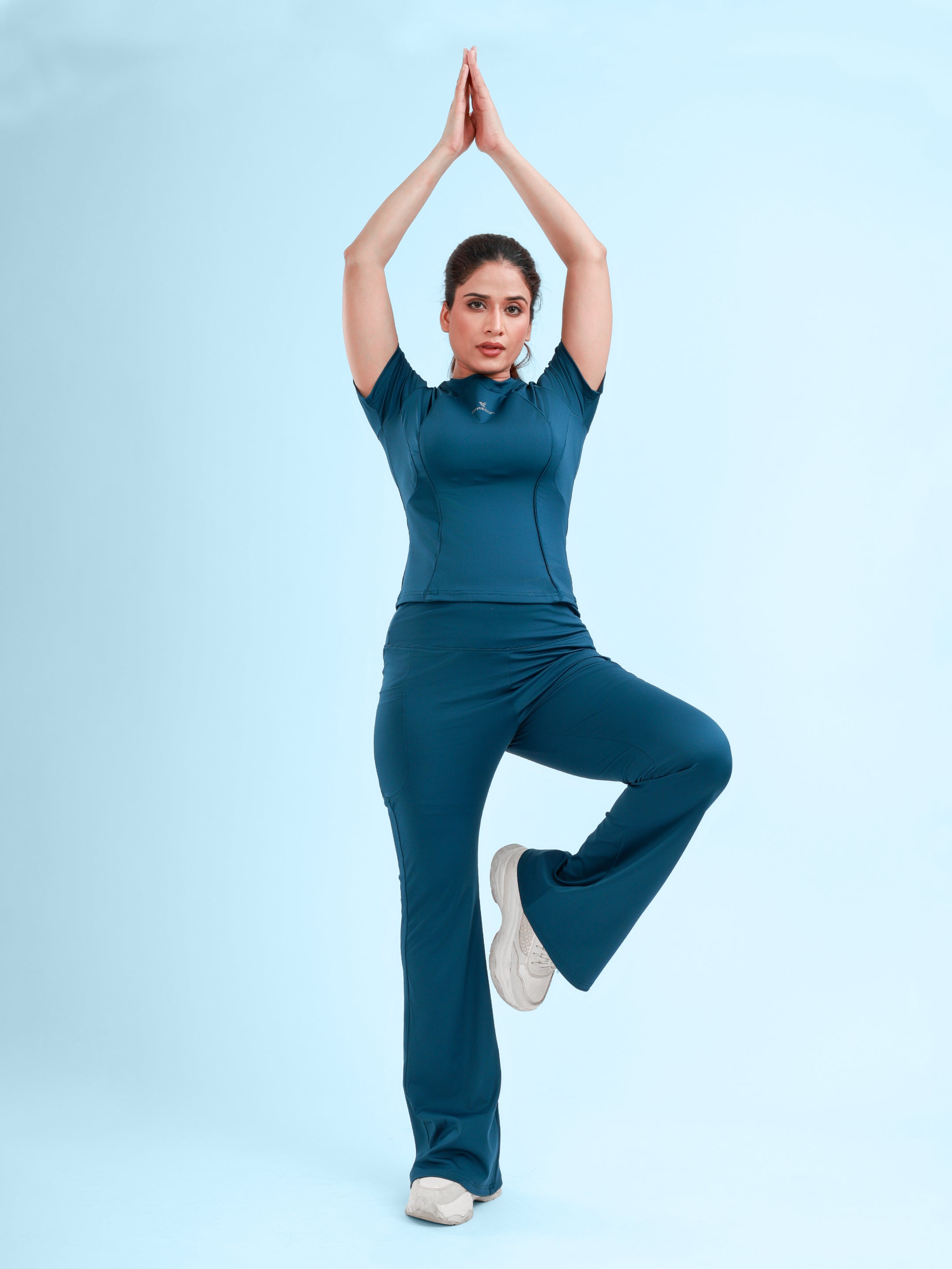 Dpassion Teal Flare High Waist Activewear Pants