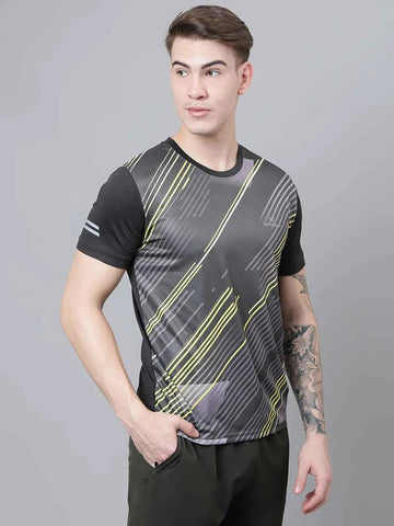Dpassion Men Graphic Performance T Shirt Breathable Gym Training Wear