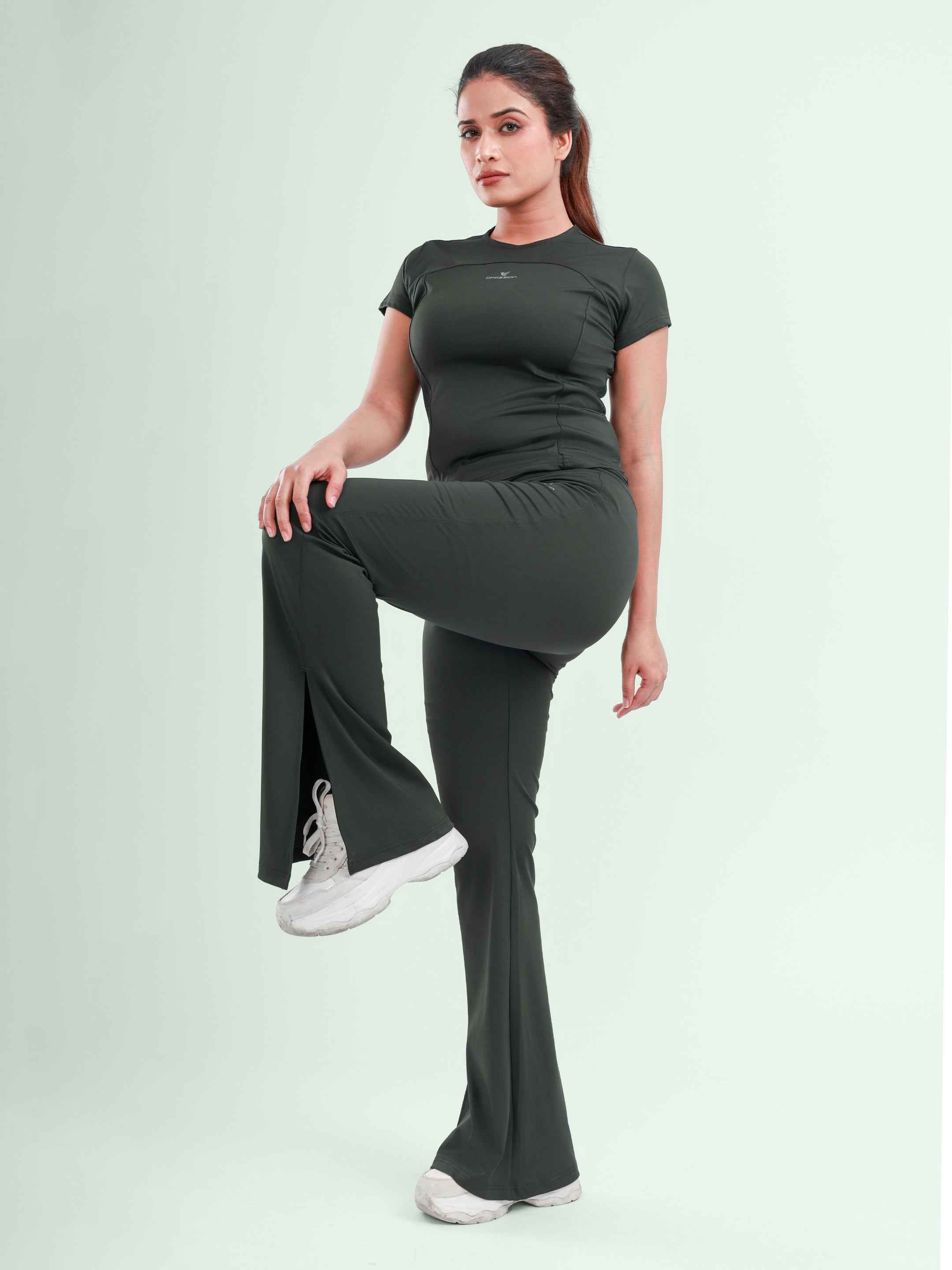 Dpassion SculptFit Core Performance Tee Womens Olive Green Activewear
