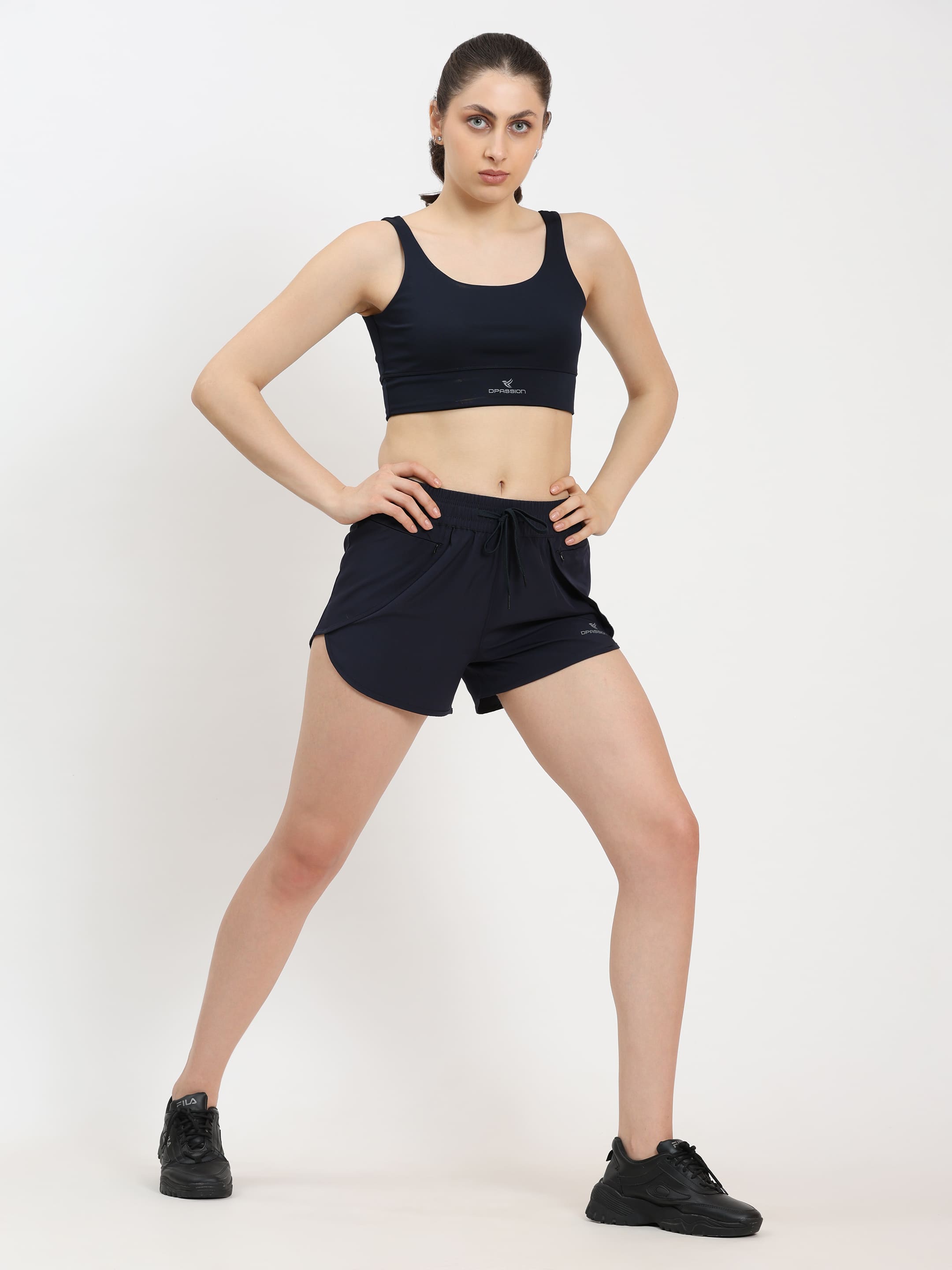 Dpassion Women Performance Sports Bra & Training Shorts Activewear Set - Dpassion