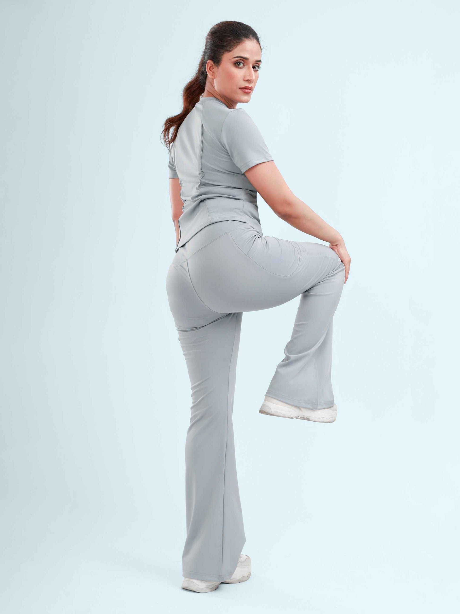 Dpassion Sculpt Flare Pants Light Grey High Waist Activewear