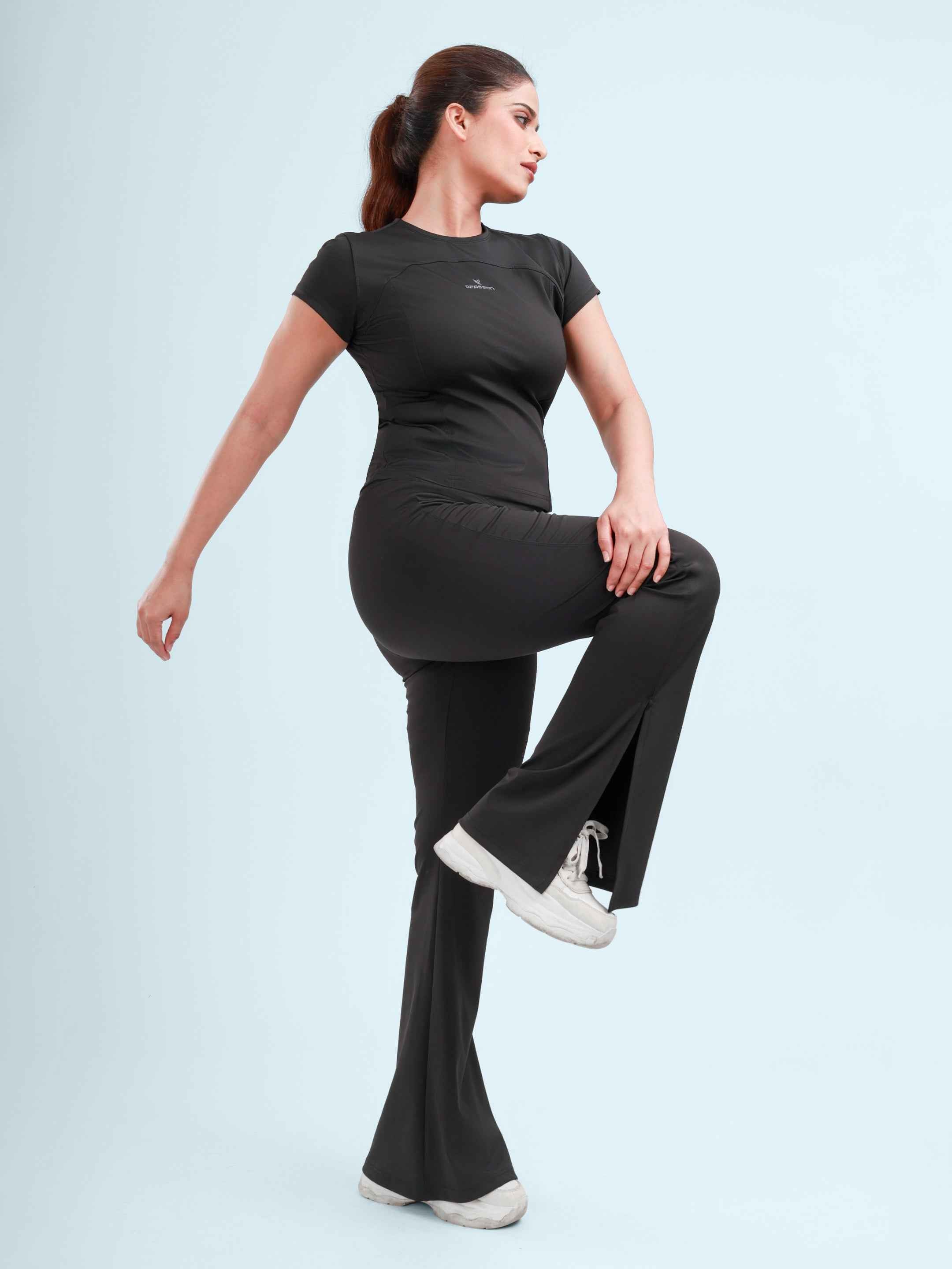 Dpassion Cross Waist Flare Pants Black Sculpt Activewear