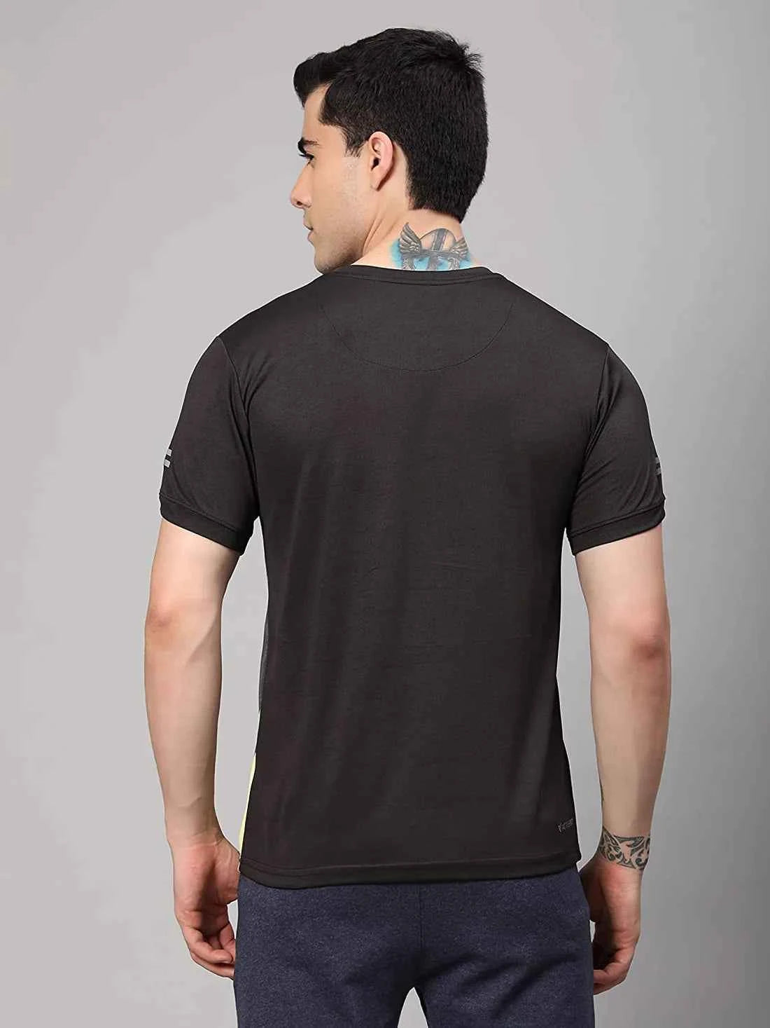 Dpassion Men Abstract Print Performance T Shirt Gym Training Activewear
