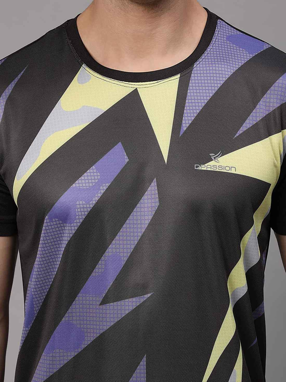 Dpassion Men Abstract Print Performance T Shirt Gym Training Activewear