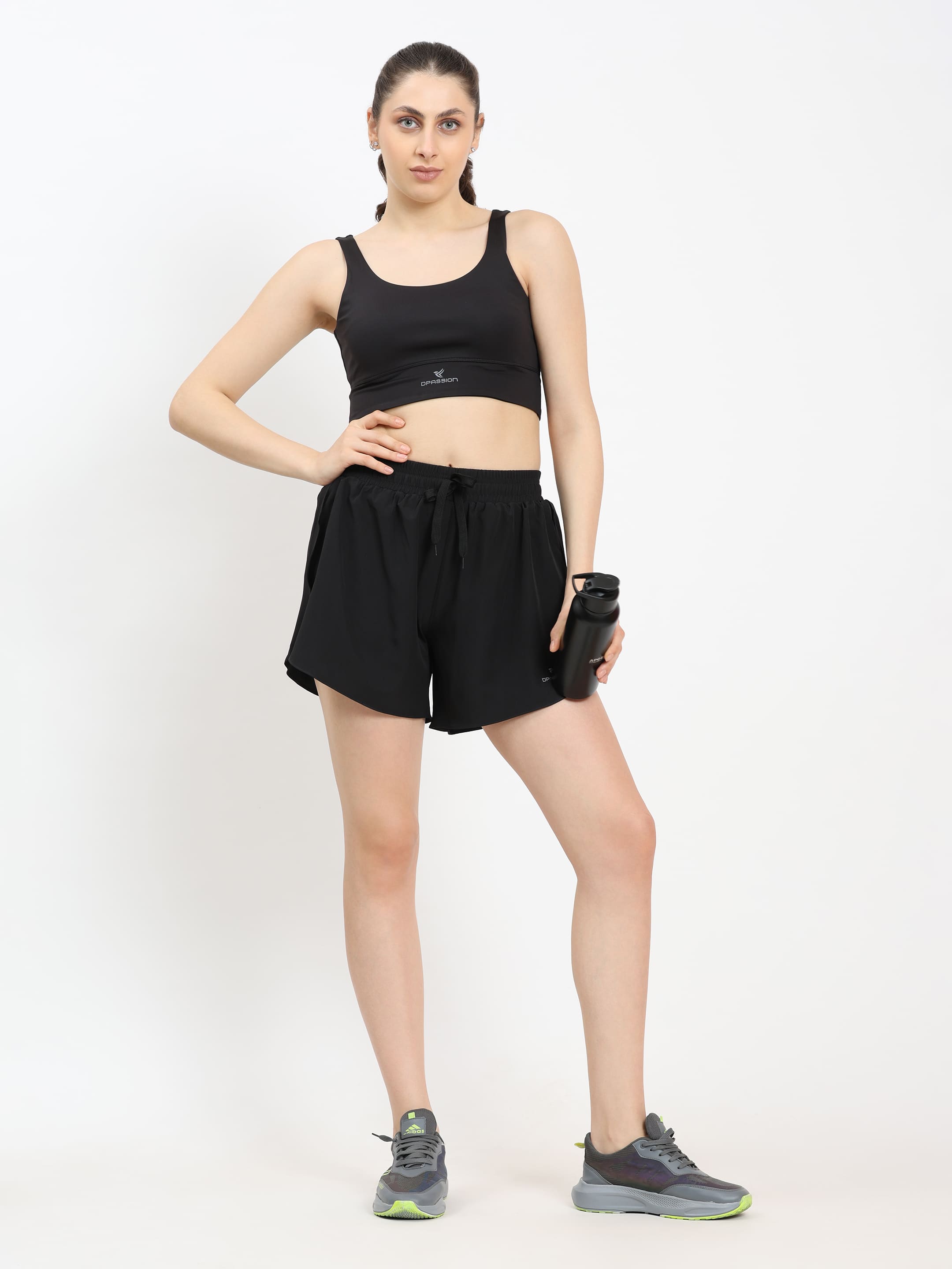 Dpassion Women Black Medium Support Sports Bra Activewear - Dpassion