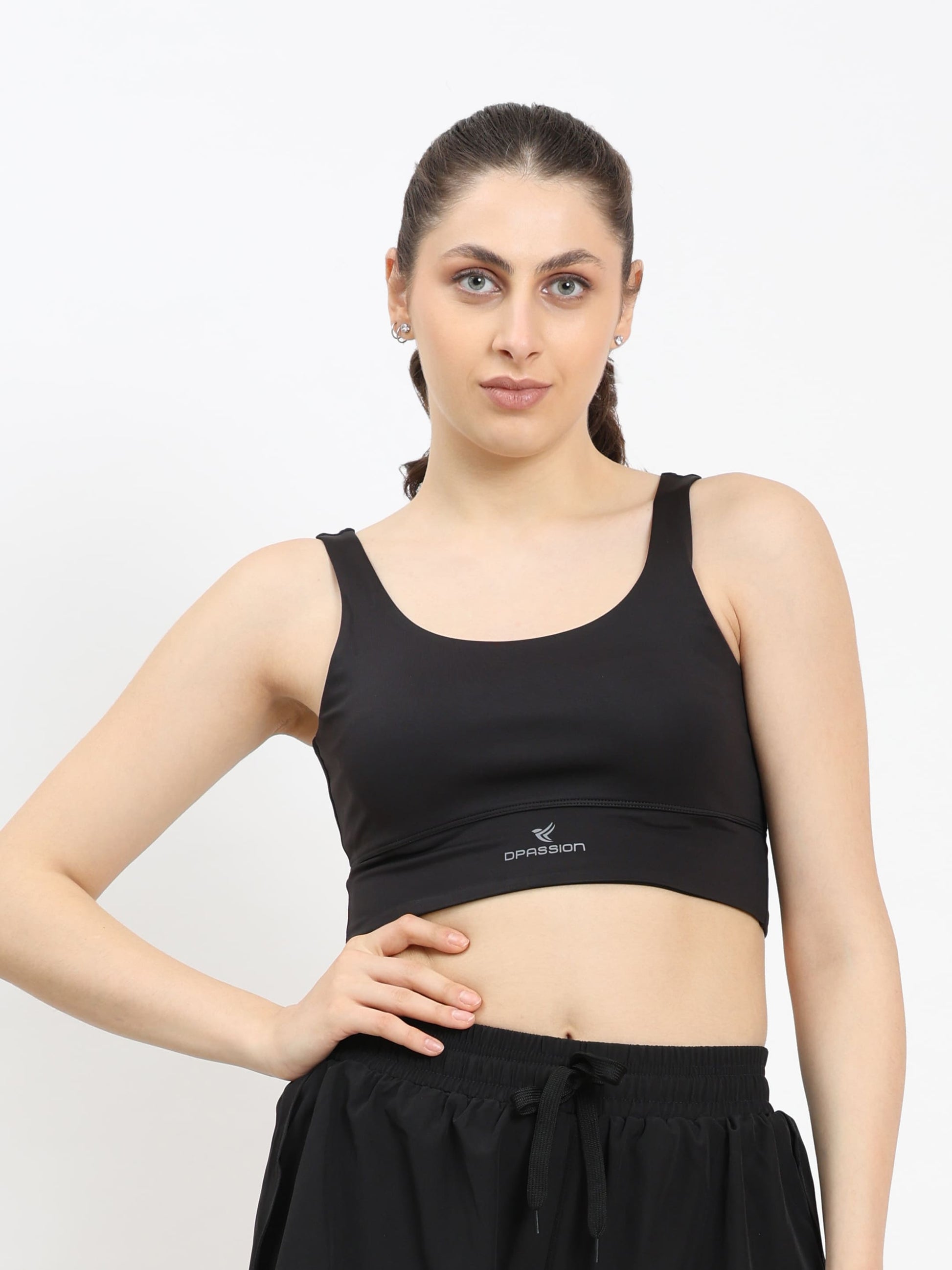 Dpassion Women Black Medium Support Sports Bra Activewear - Dpassion