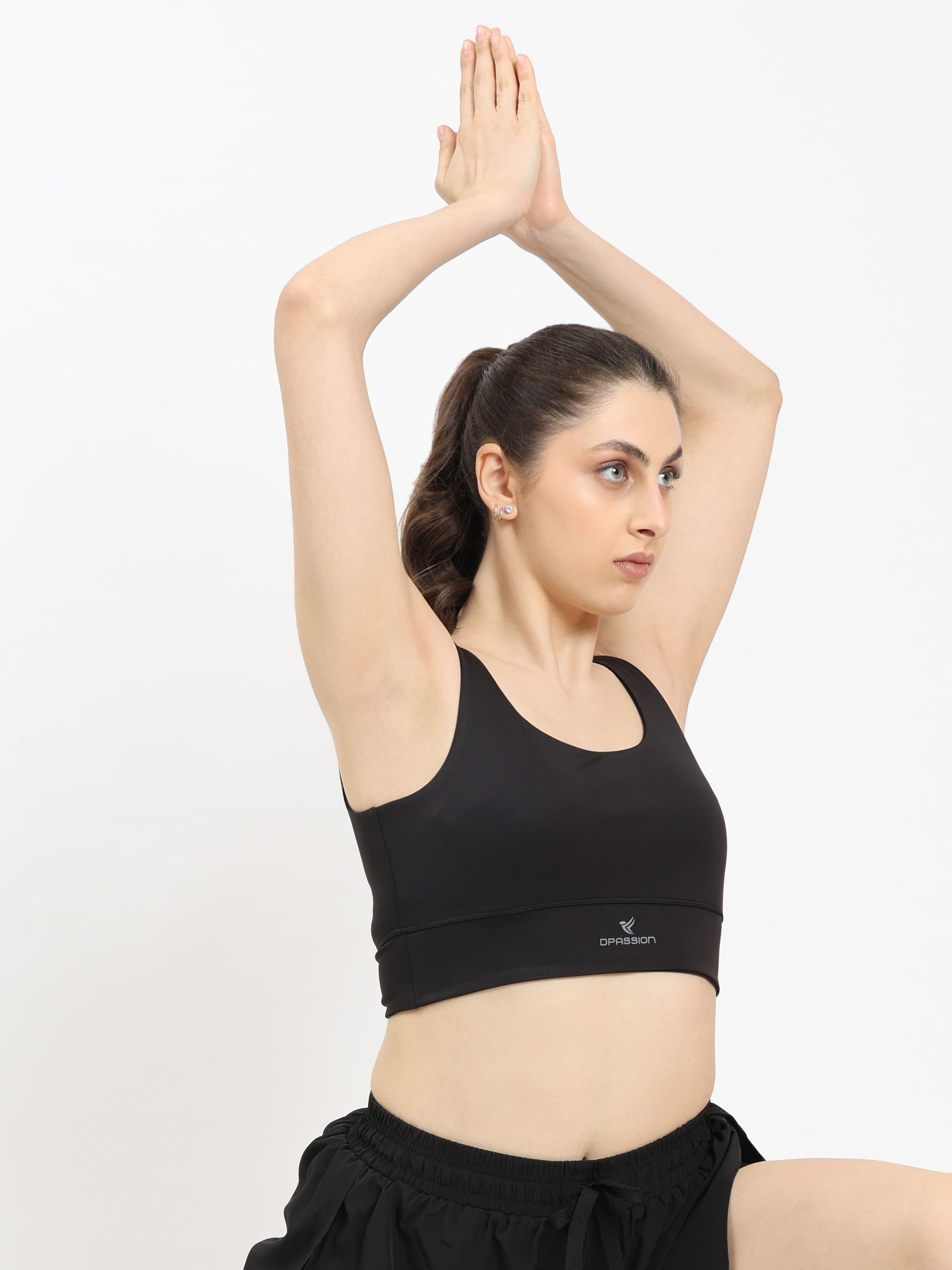 Dpassion Women Black Medium Support Sports Bra Activewear - Dpassion