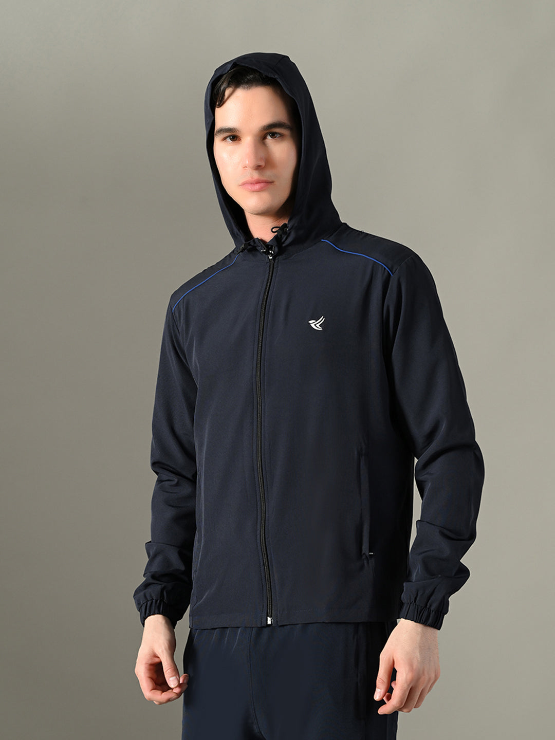 Dpassion Men Hooded Training Jacket Navy Performance Activewear - Dpassion