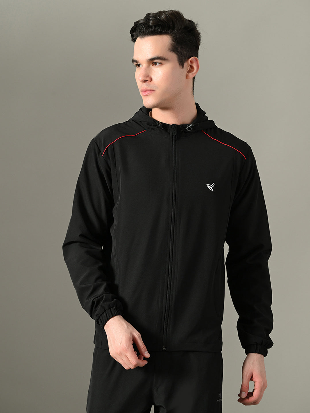 Dpassion Men Hooded Training Jacket Black Performance Activewear - Dpassion