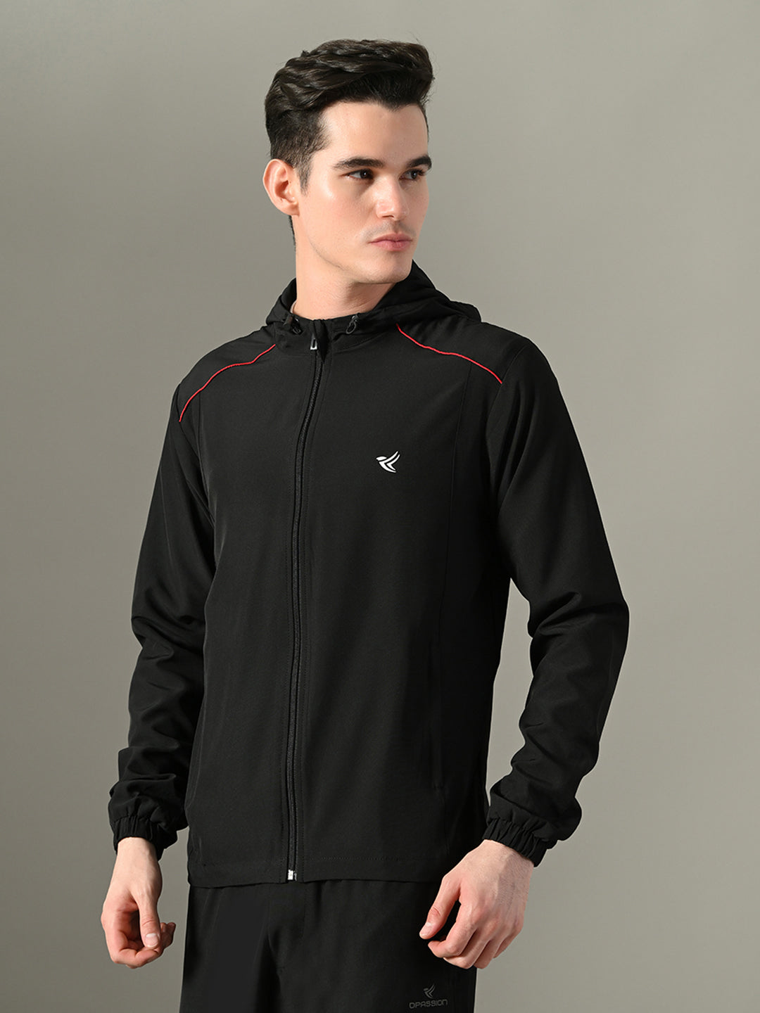 Dpassion Men Hooded Training Jacket Black Performance Activewear - Dpassion