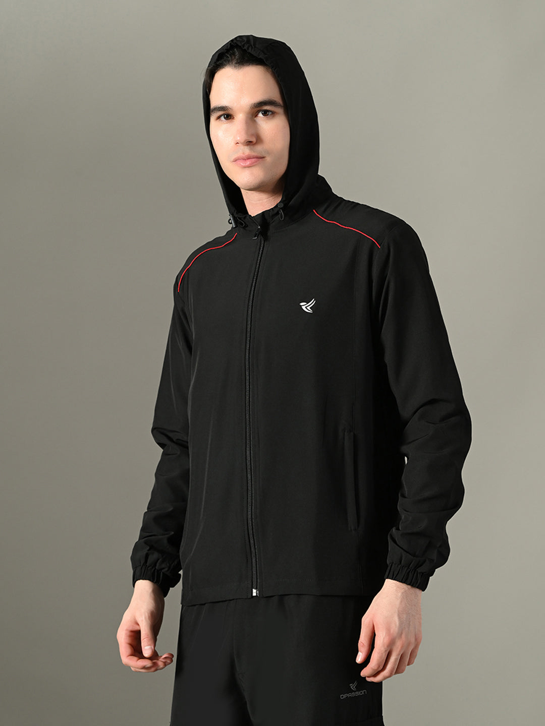 Dpassion Men Hooded Training Jacket Black Performance Activewear - Dpassion