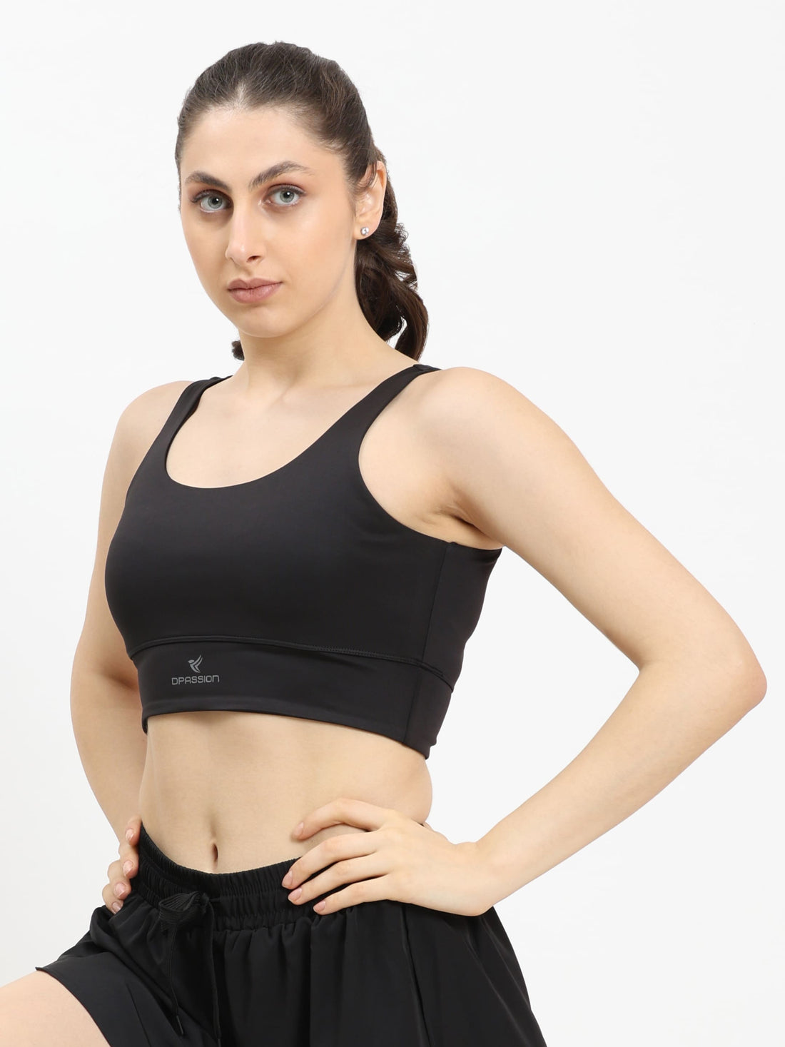 Dpassion Women Black Medium Support Sports Bra Activewear - Dpassion