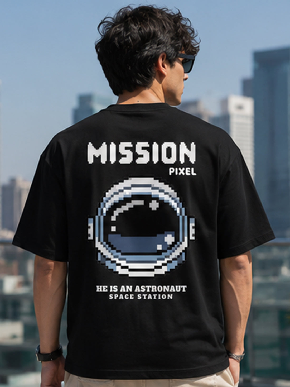 Men's Oversized Drop Shoulder T-Shirt | Pure Cotton Activewear Relaxed Fit Round Neck Streetwear Tee (Black)