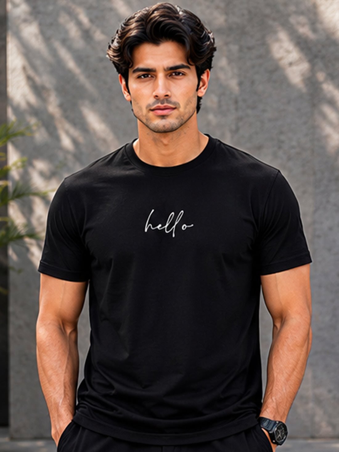 Men's Quick Dry Sports T-Shirt | Printed Gym Workout Running Training Activewear Tee (Black)